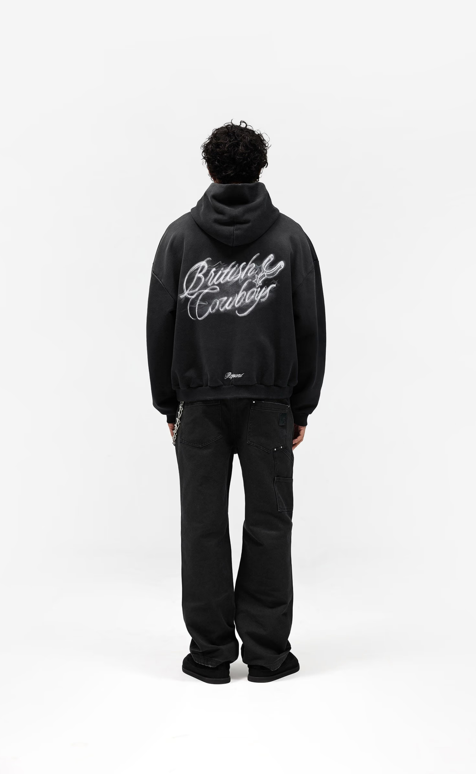 BRITISH COWBOYS STAINED BLACK HOODIE