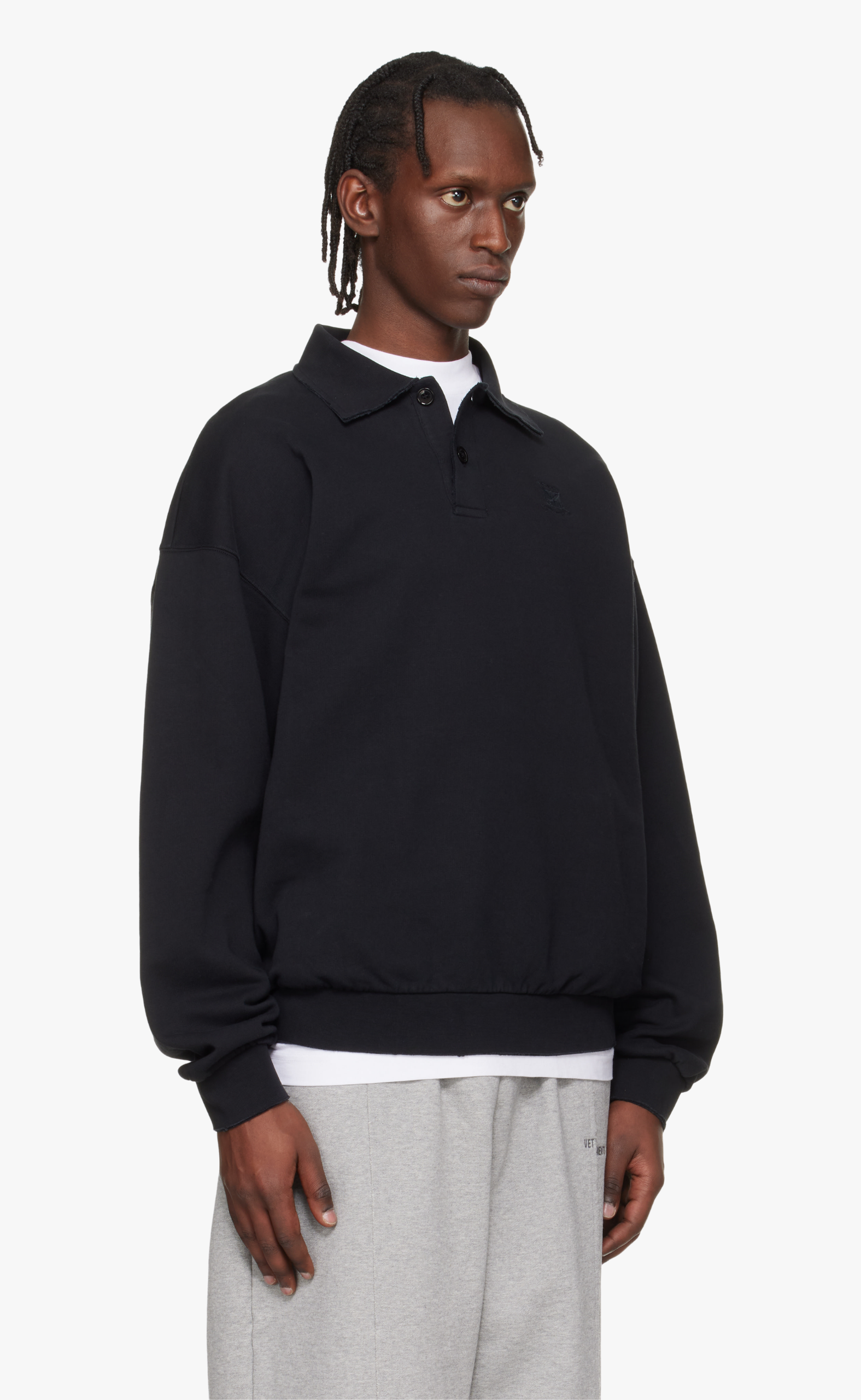 POLO LOGO DISTRESSED BLACK SWEATER