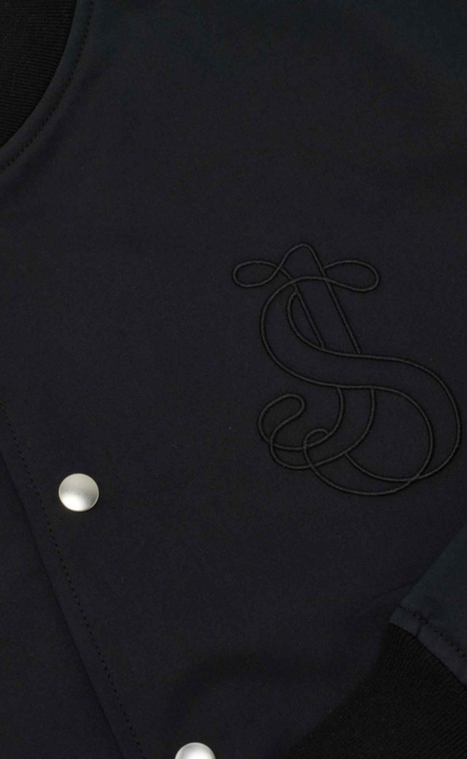SNAP CLOSURE VARSITY BLACK JACKET