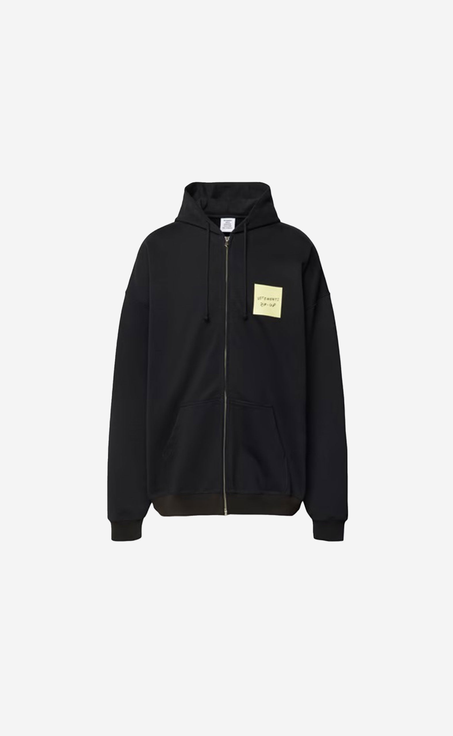 BLACK STICKER LOGO ZIP-UP HOODIE