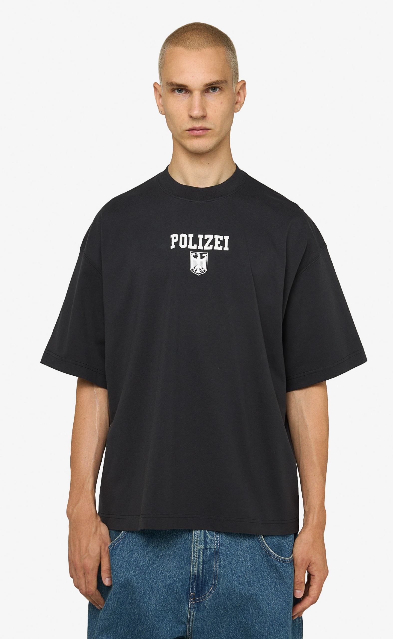 POLIZEI REGULAR WASHED BLACK T-SHIRT