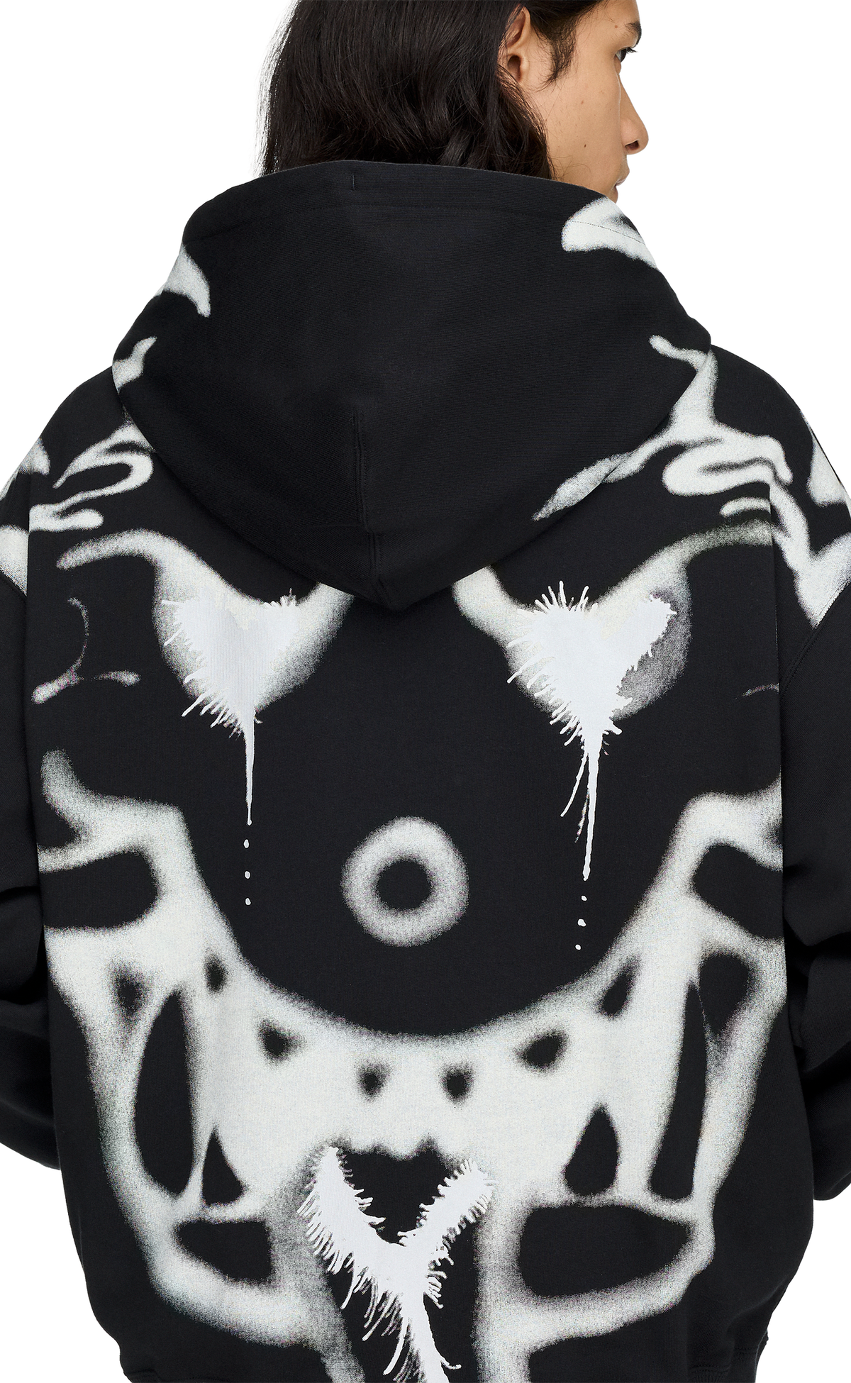 Y-3 CHITO GRAPHIC FRENCH TERRY ZIP BLACK HOODIE