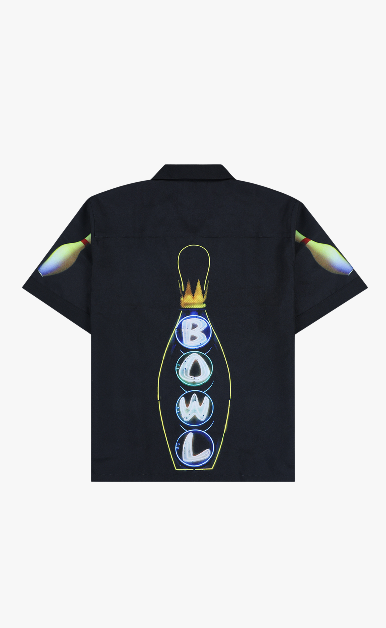 TIME BOWLING BUTTON UP BLACK T-SHIRT