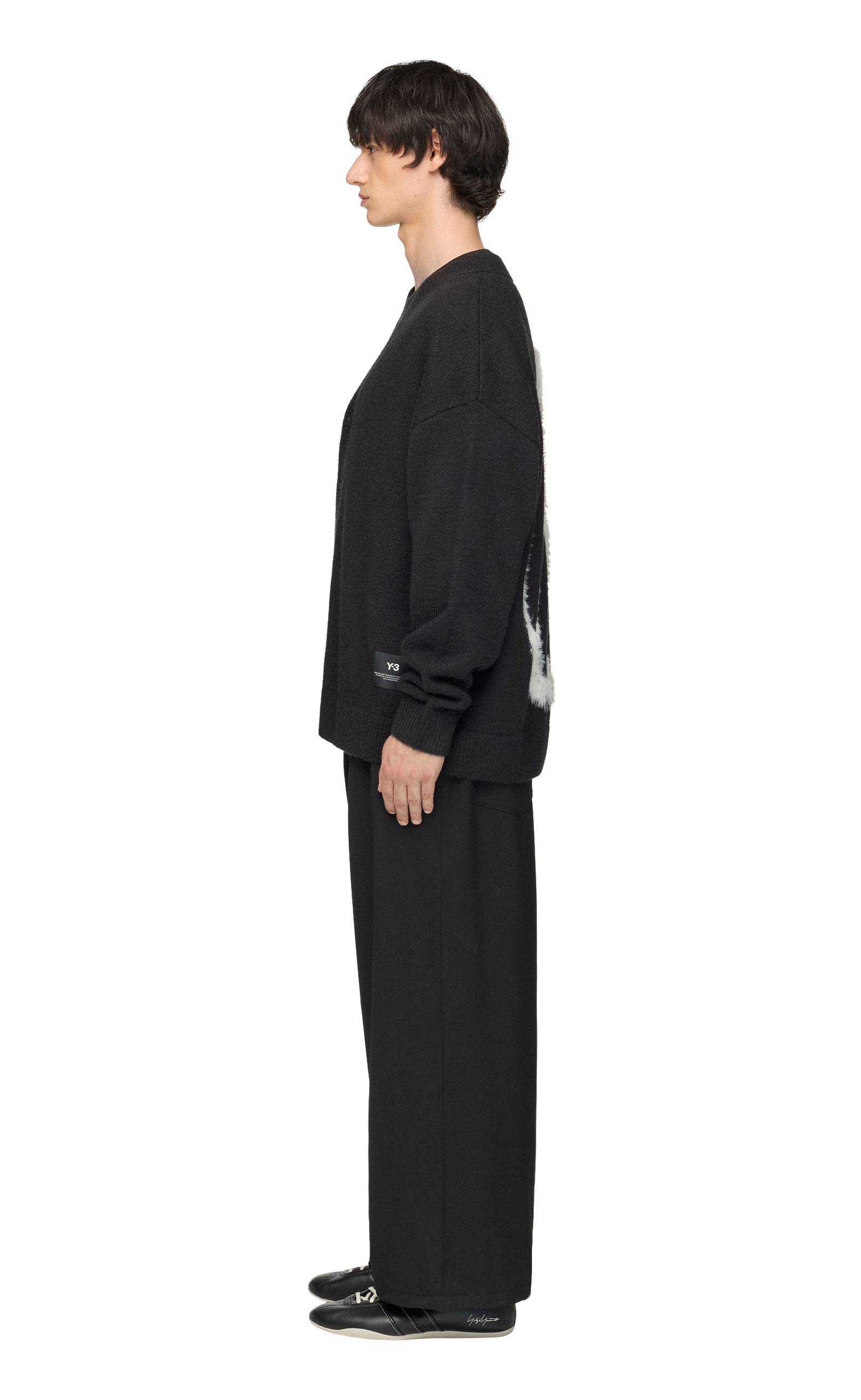 Y-3 CHITO GRAPHIC KNITTED BLACK CARDIGAN