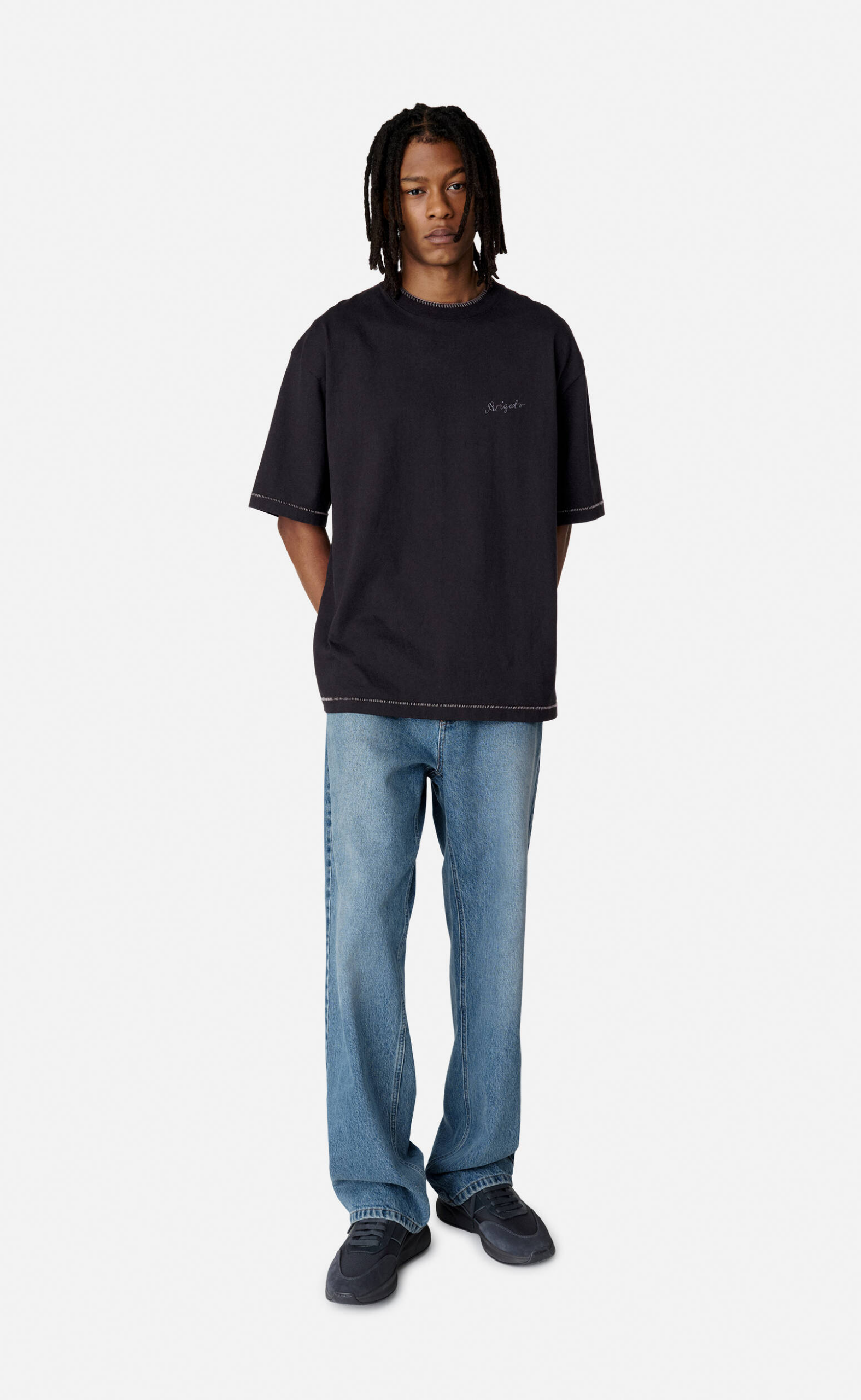 SEAM OVERSIZED BLACK T-SHIRT