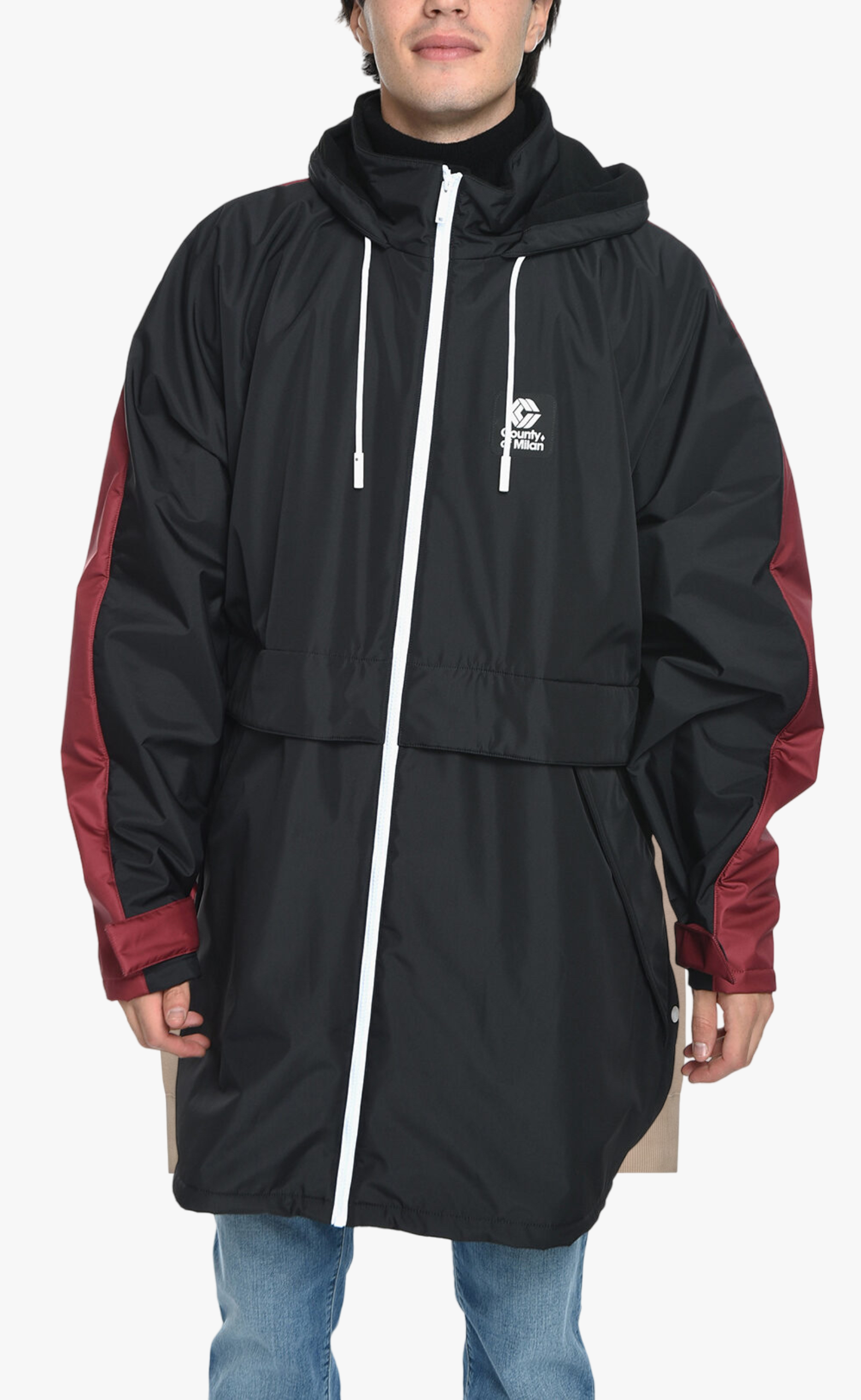 PATCH OVERSIZE WINDBREAKER BLACK BURGUND