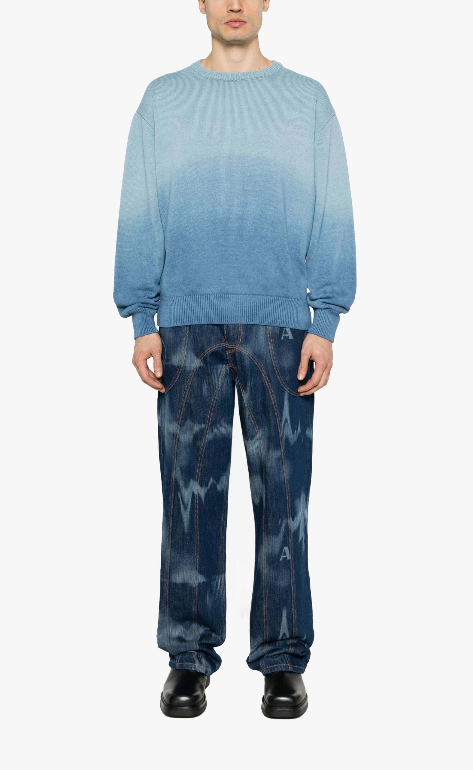 FADED EFFECT BLUE SWEATER