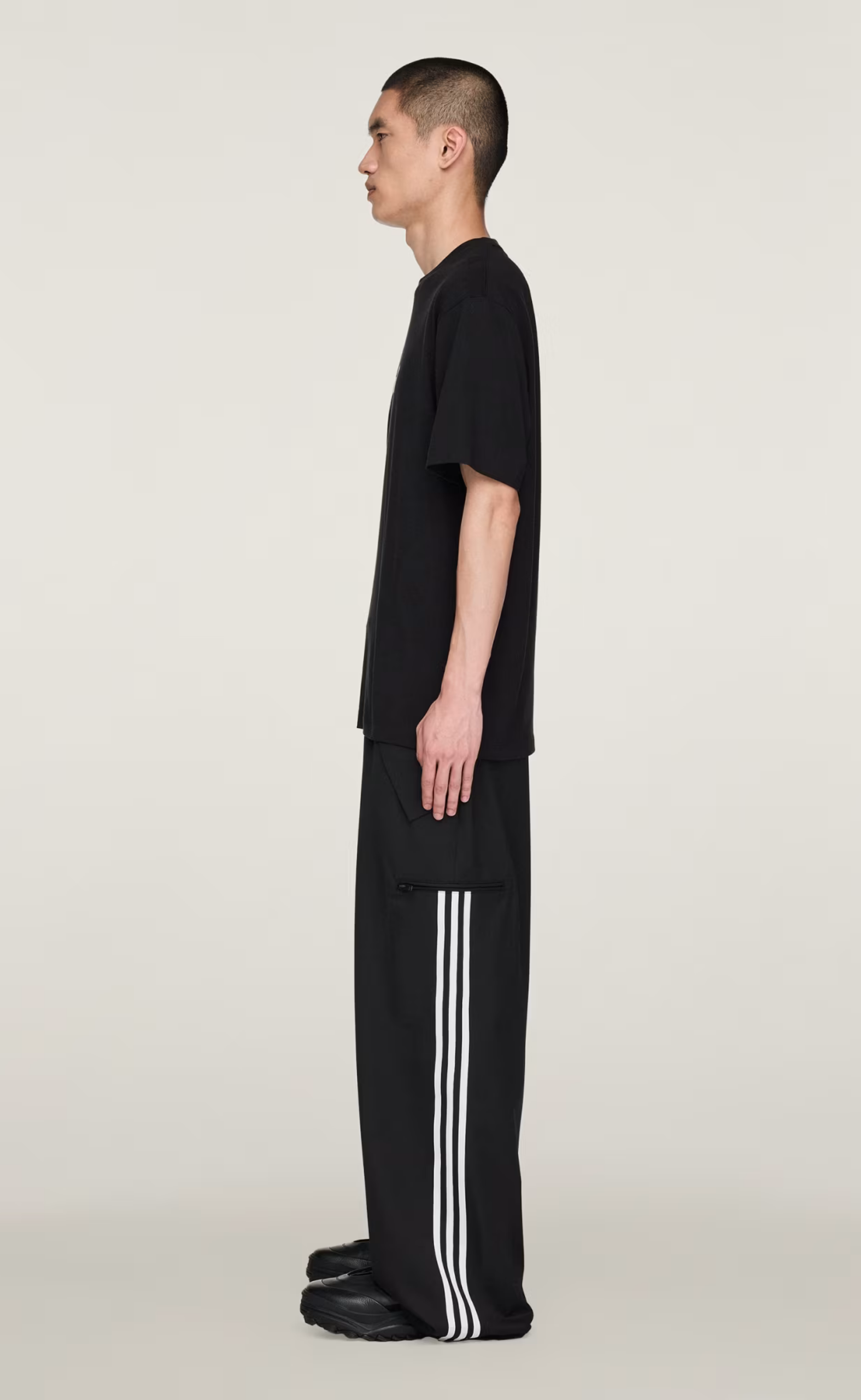 REFINED WOOL STRAIGHT LEG BLACK PANTS