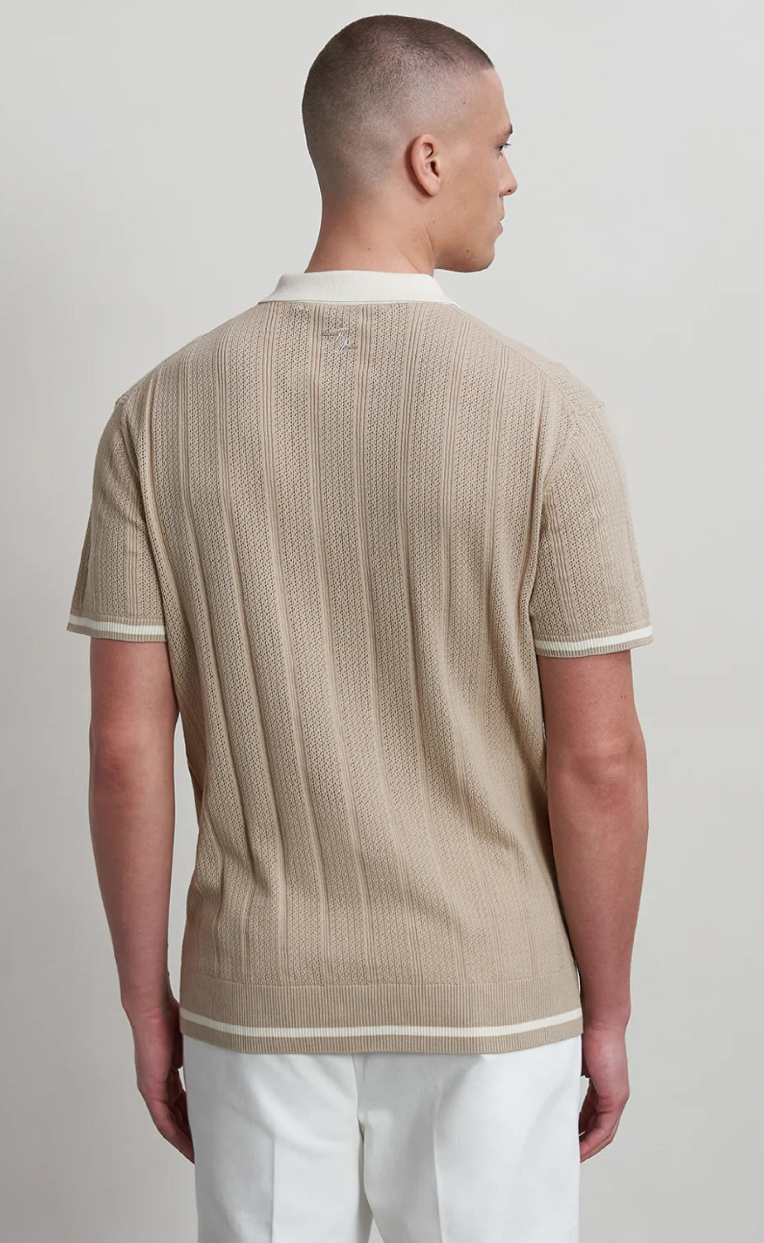 KNIT POLO WHITE PEPPER