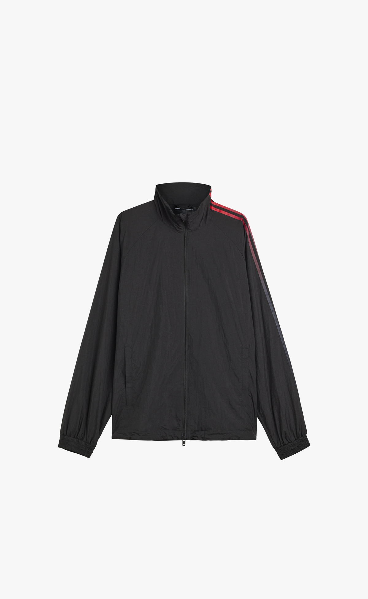 Y-3 GRADIENT 3 STRIPES NYLON TRACK TOP BLACK HOODIE