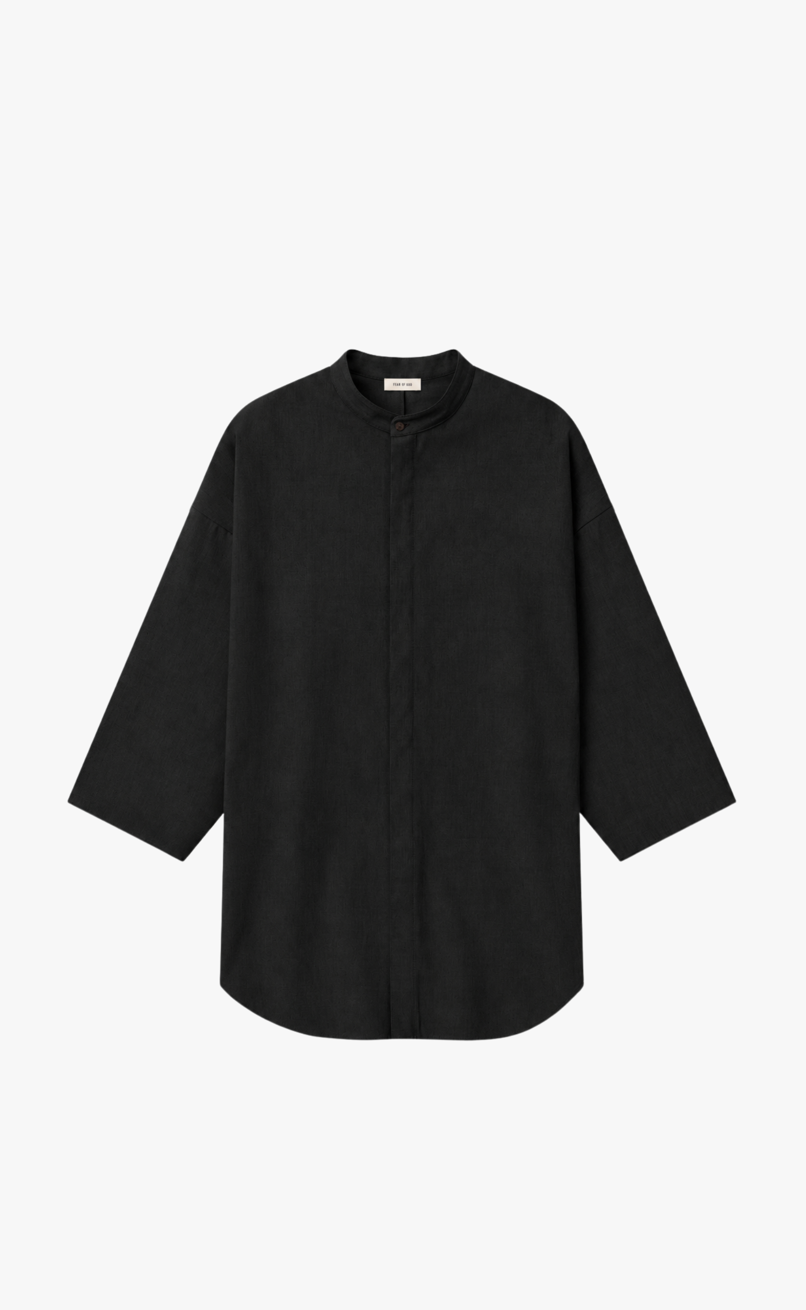 OXFORD MANDARIN RELAXED SHORT SLEEVE BLACK SHIRT