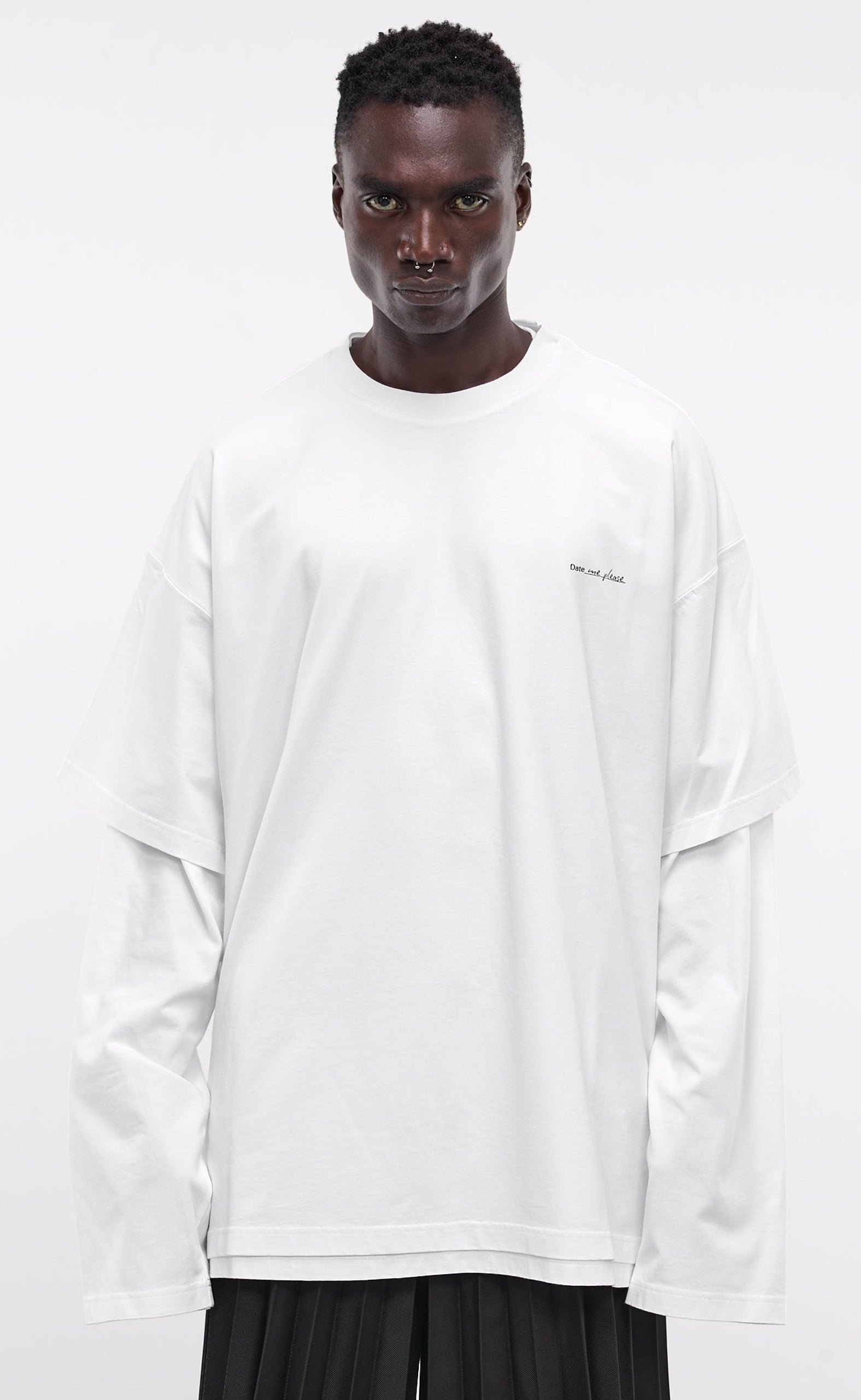 DATE ME PLEASE LAYERED WHITE LONGSLEEVE