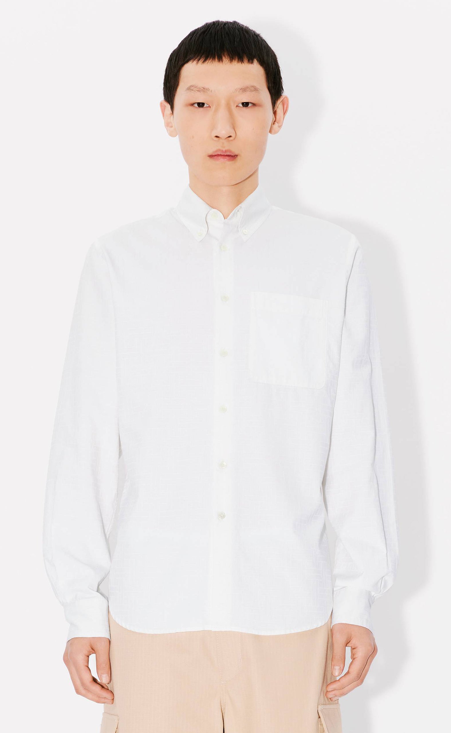 KENZO WEAVE SLIM FIT WHITE SHIRT