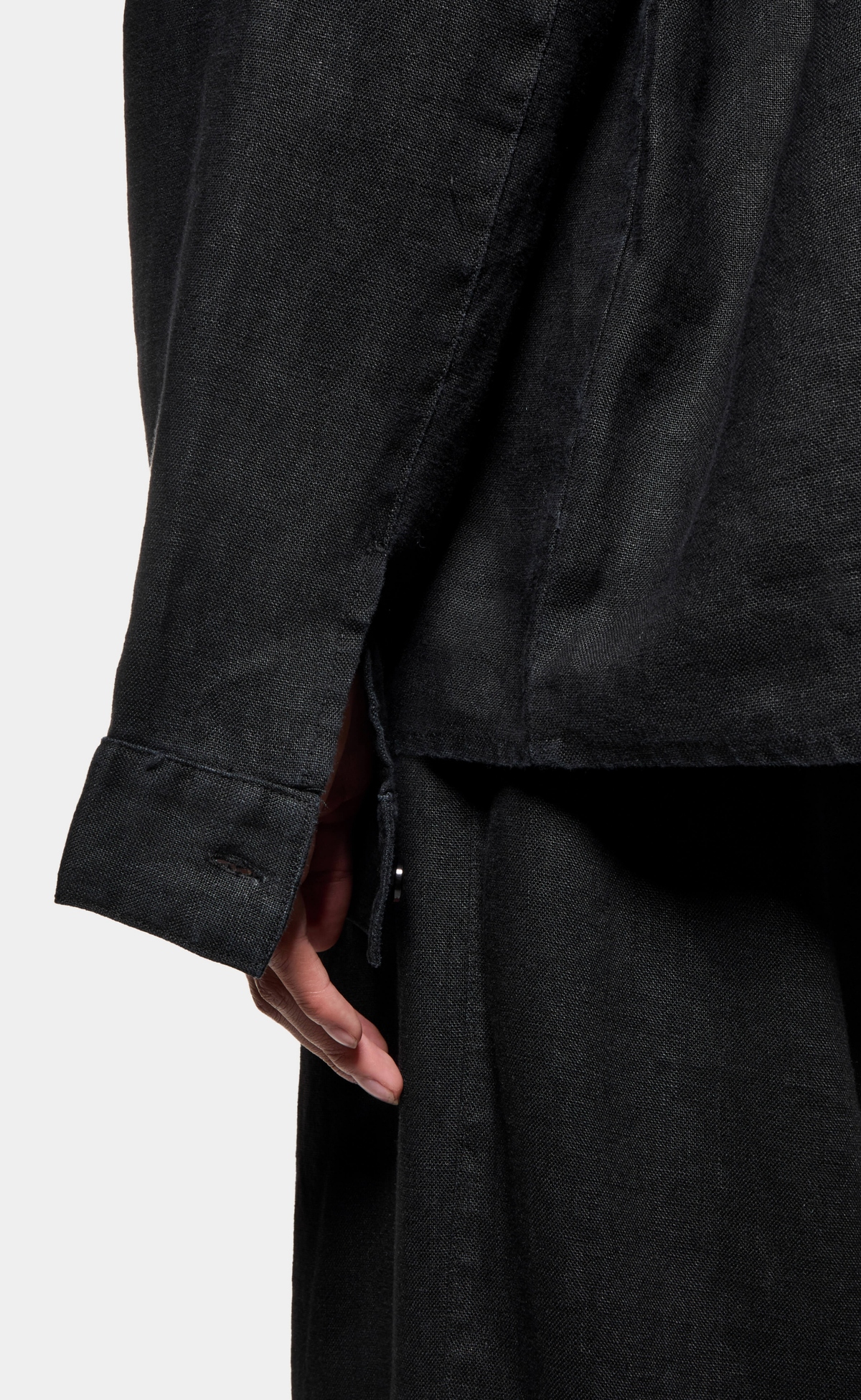 DRAPE SLUB BOX DRESS BLACK SHIRT