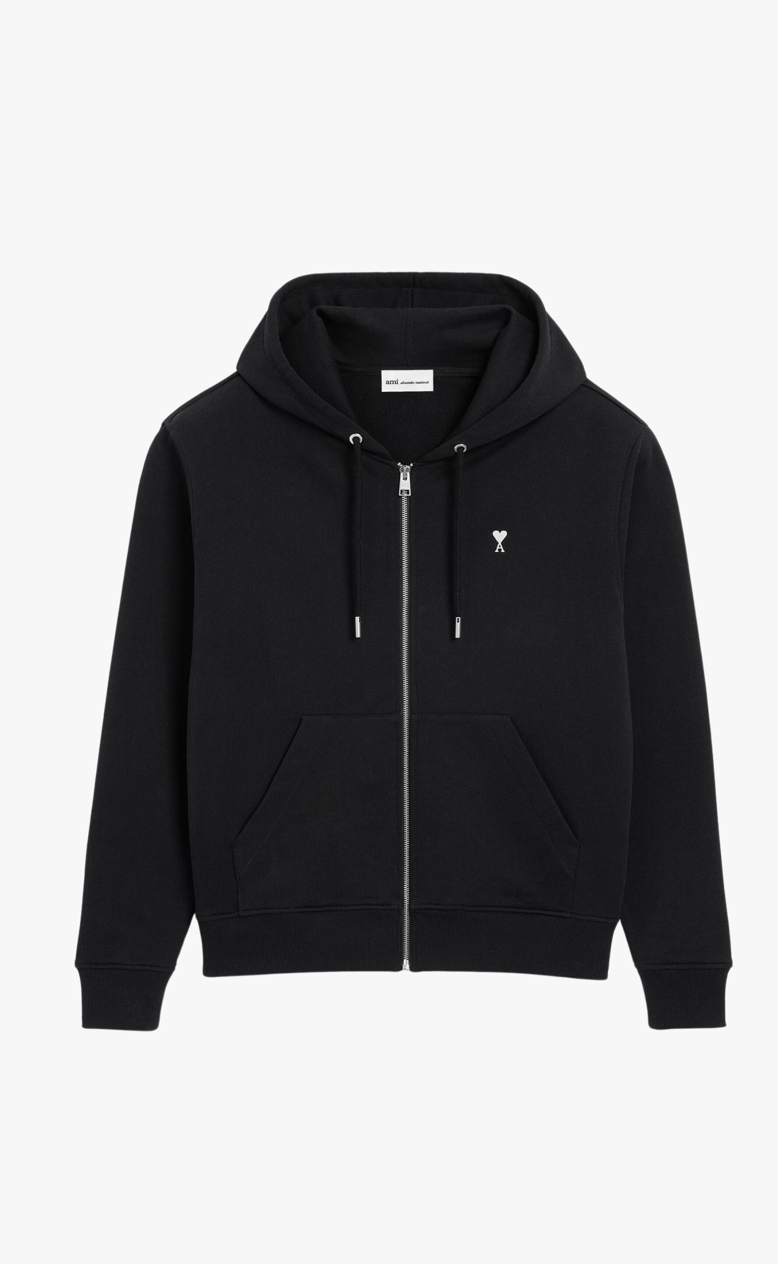 CONTRASTED AMI DE COEUR BLACK ZIP HOODIE
