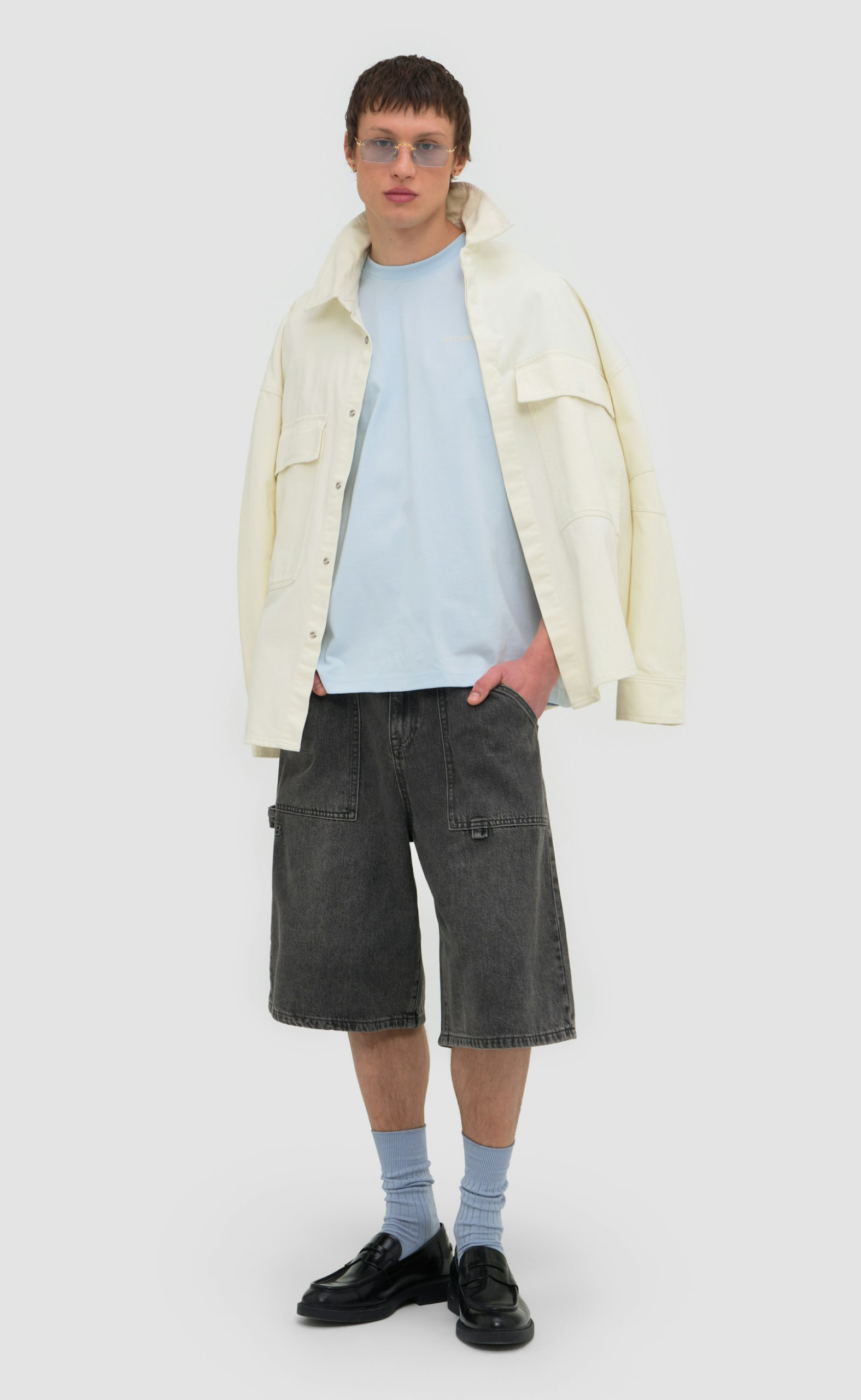 KIMI BERMUDA GRAY WASHED SHORTS
