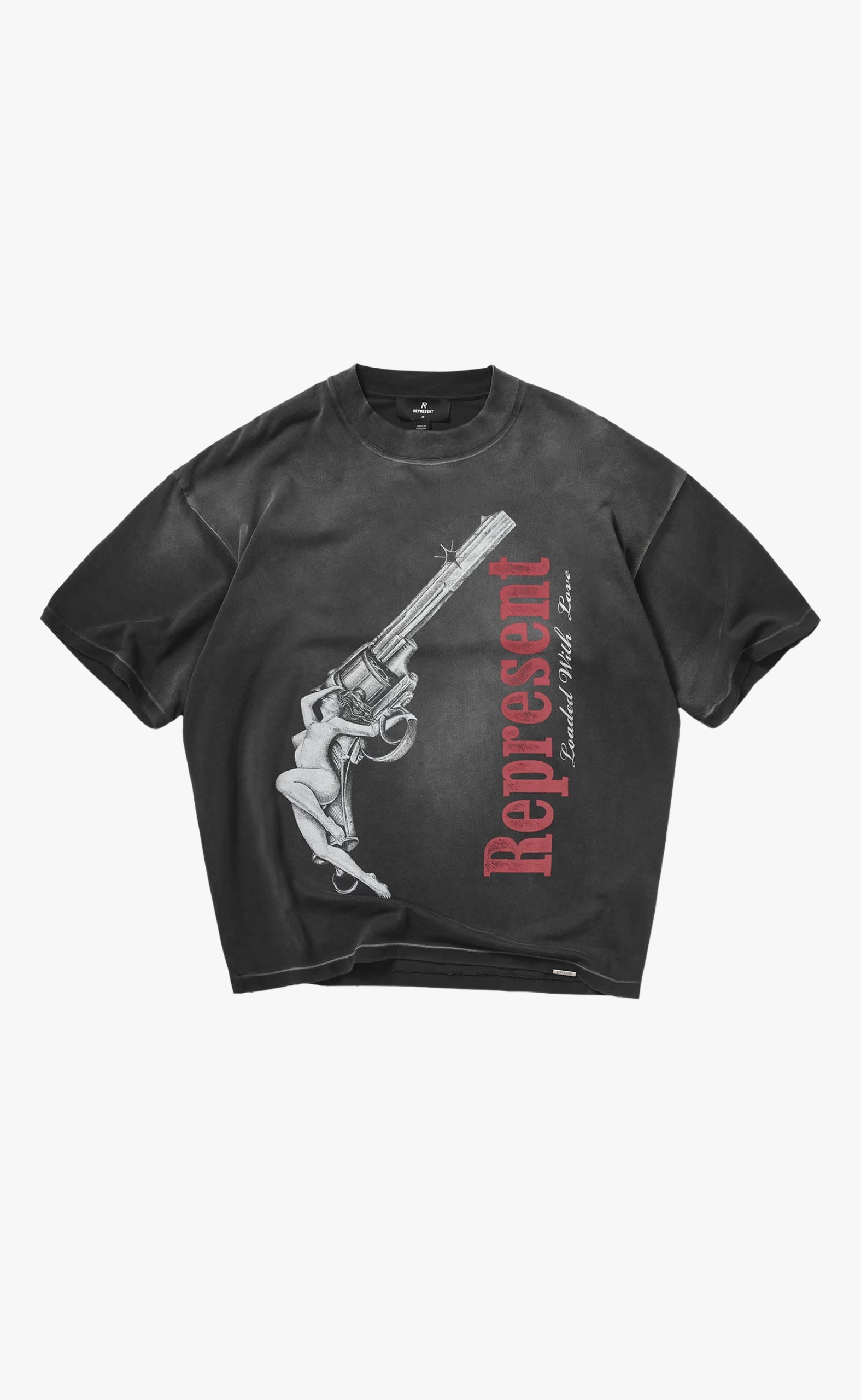 LOADED WITH LOVE STAINED BLACK T-SHIRT