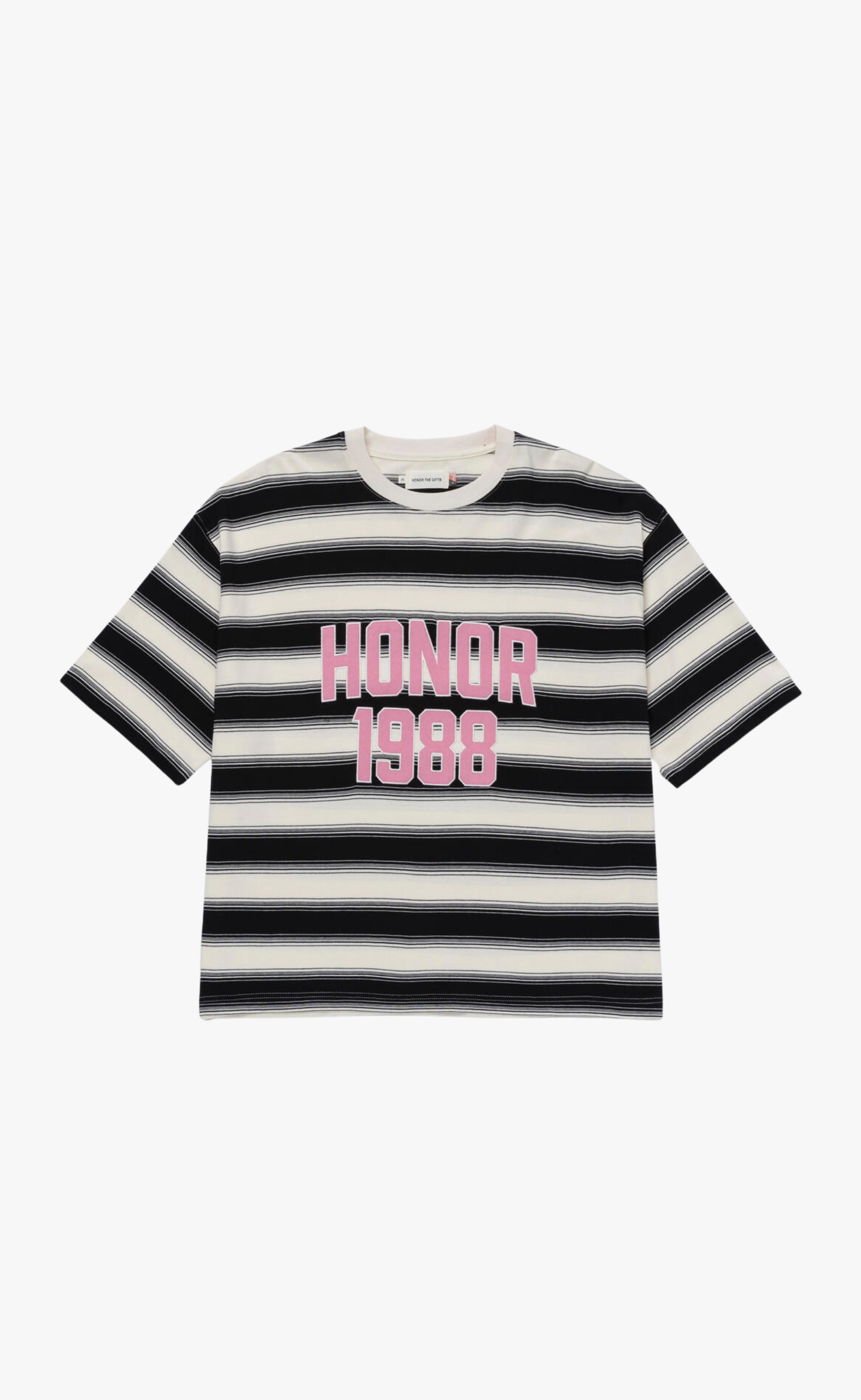 1988 BOX STRIPE BLACK WHITE T-SHIRT