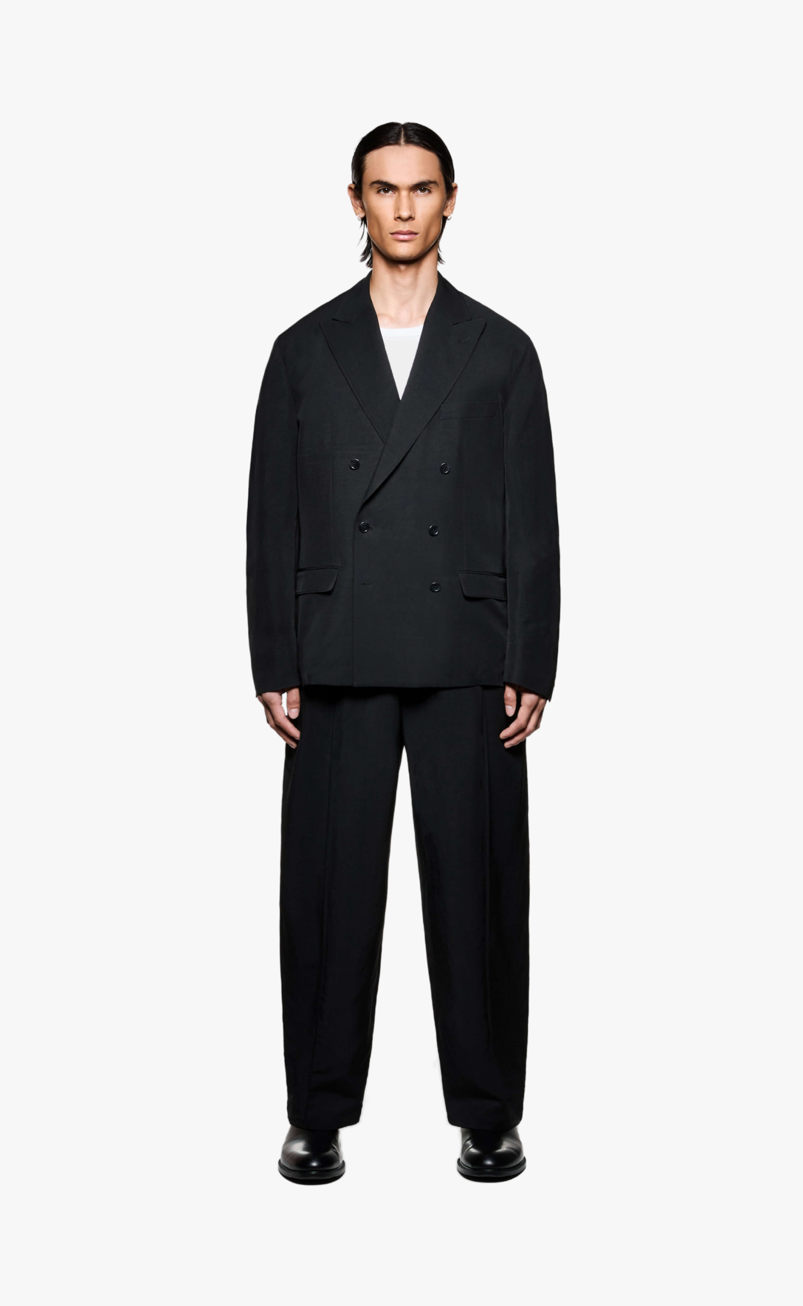 DOUBLE BREASTED SUIT BLACK JACKET