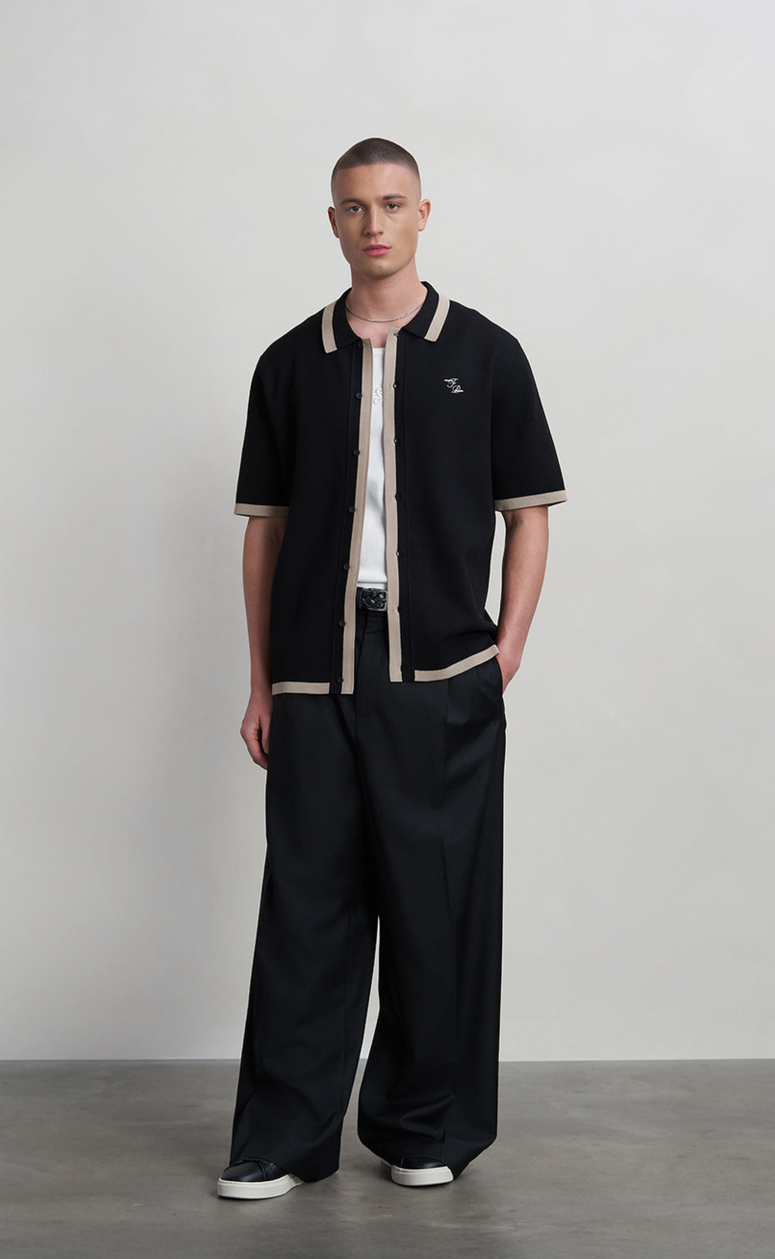 KNIT SHIRT GARDENER BLACK