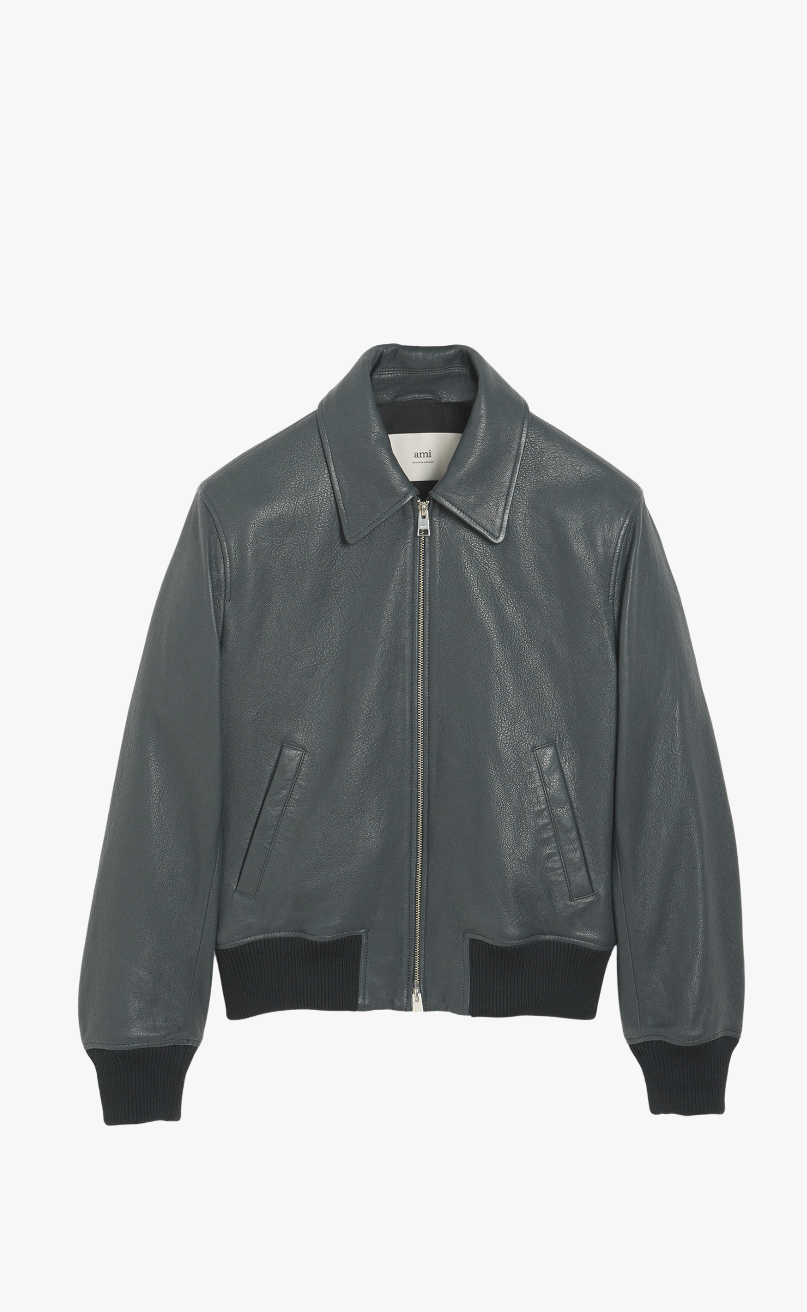 SMOOTH LAMB LEATHER ZIPPED ANTHRACITE JACKET
