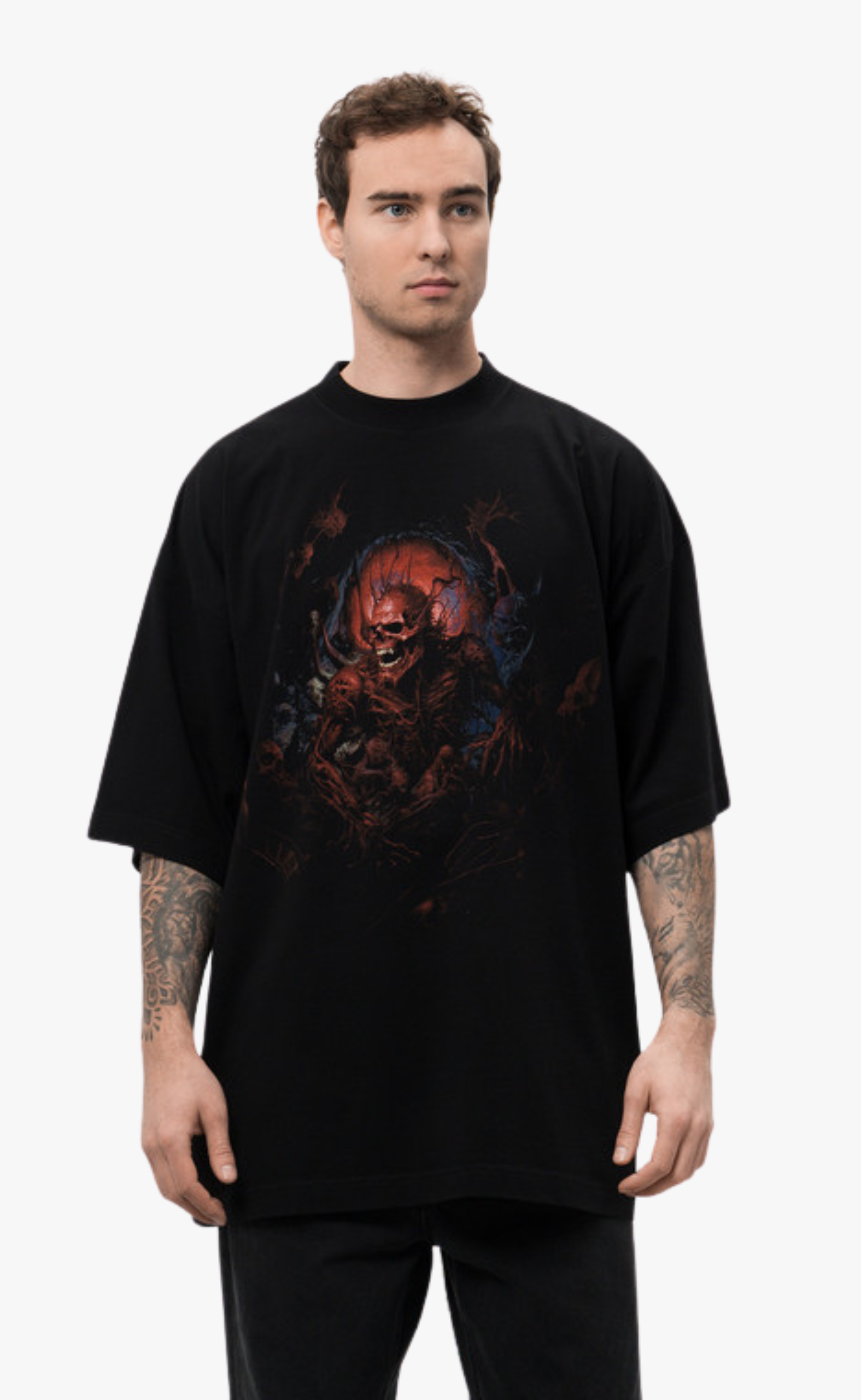 DEATH METAL OVERSIZED BLACK RED T-SHIRT