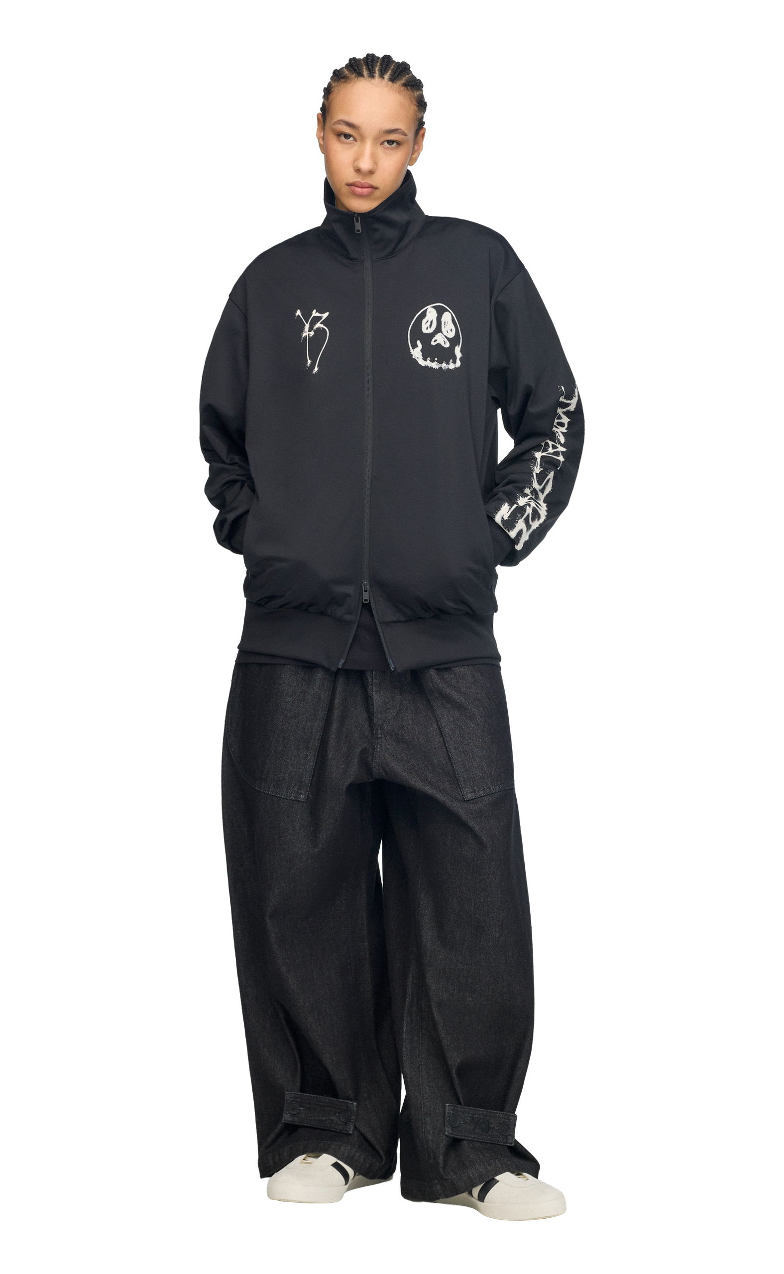 Y-3 CHITO GRAPHIC TRACK TOP BLACK HOODIE