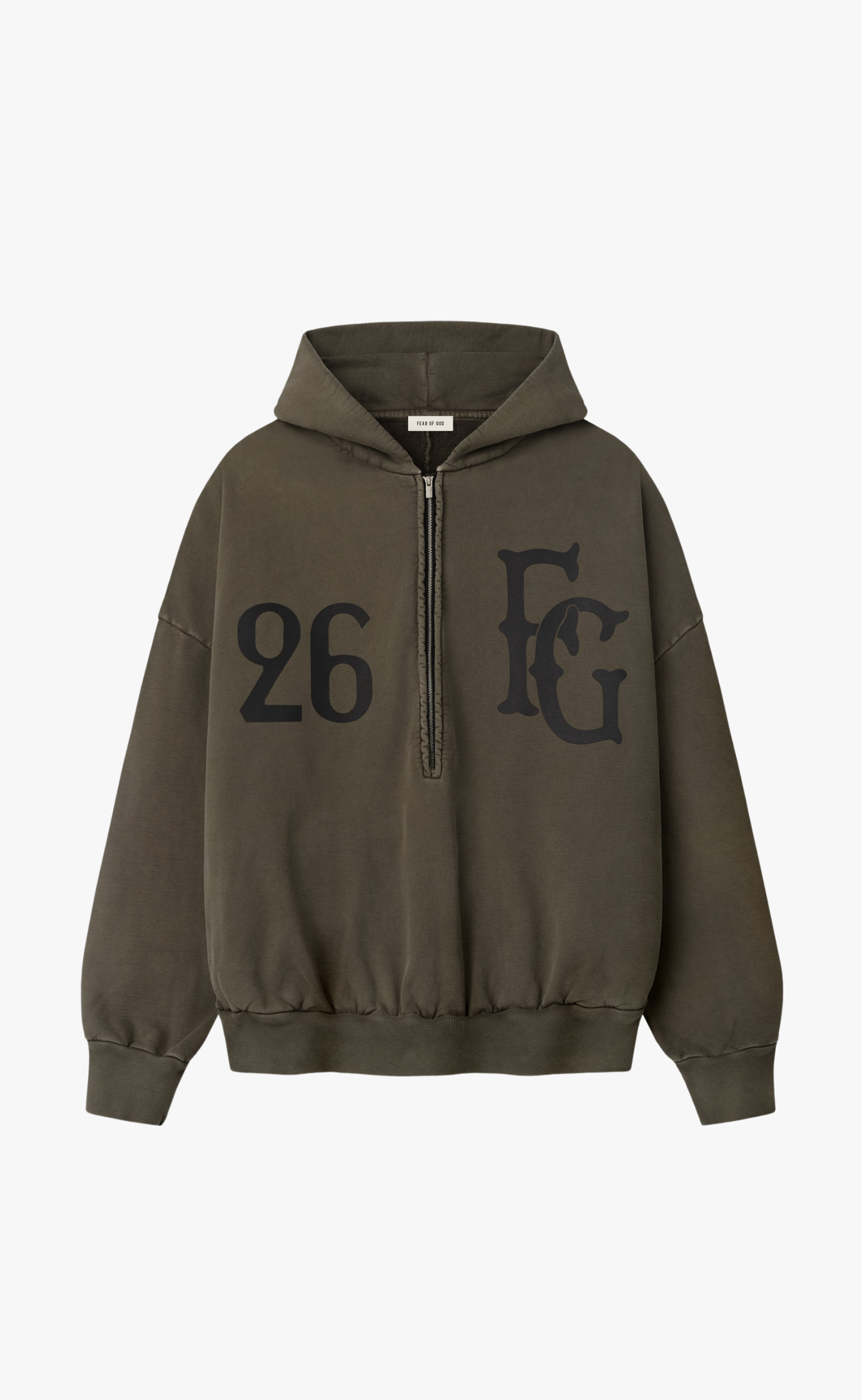 BASEBALL CLUB HALF ZIP FADED BROWN HOODIE