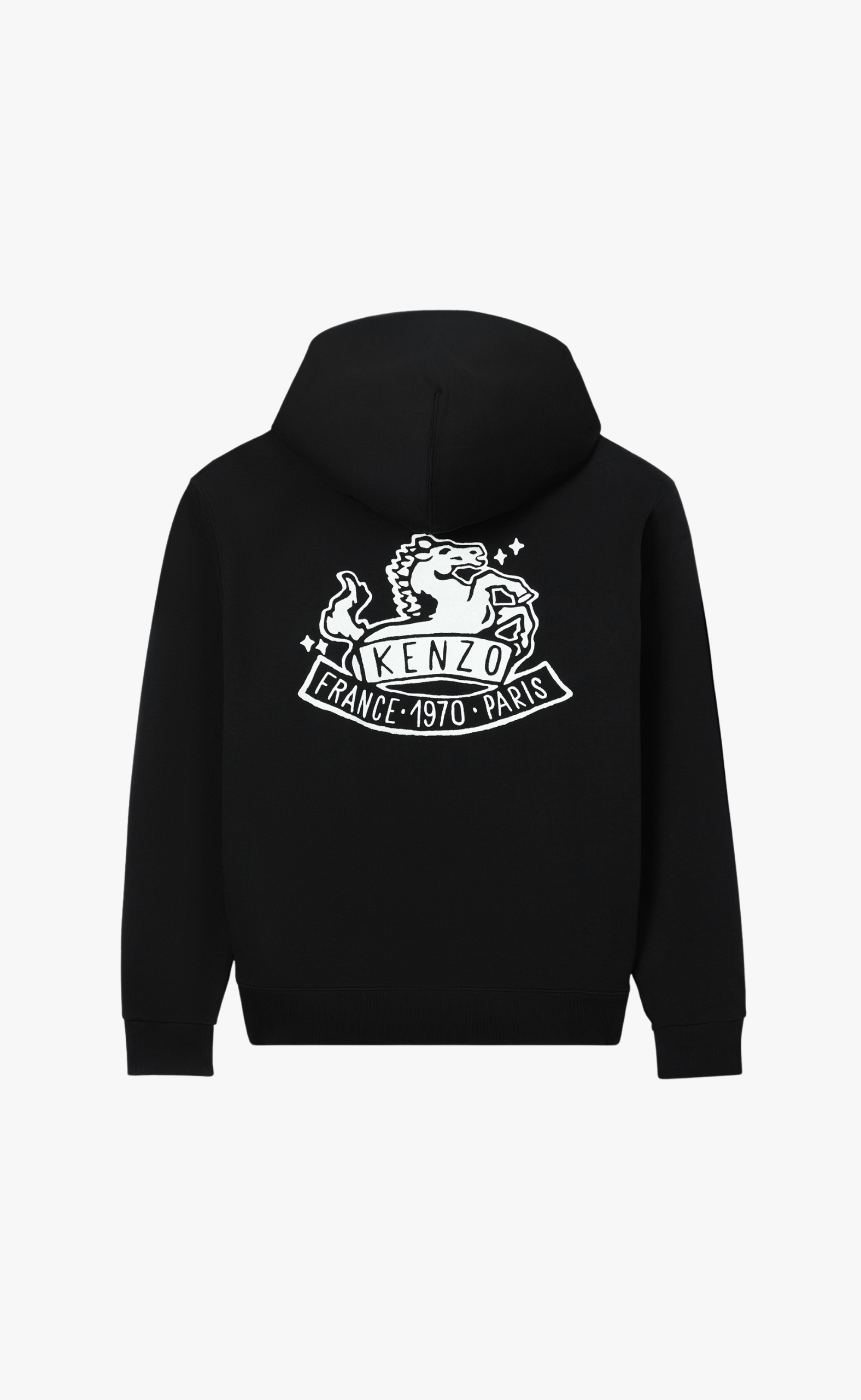 KENZO LUCKY HORSES CLASSIC ZIP UP BLACK HOODIE