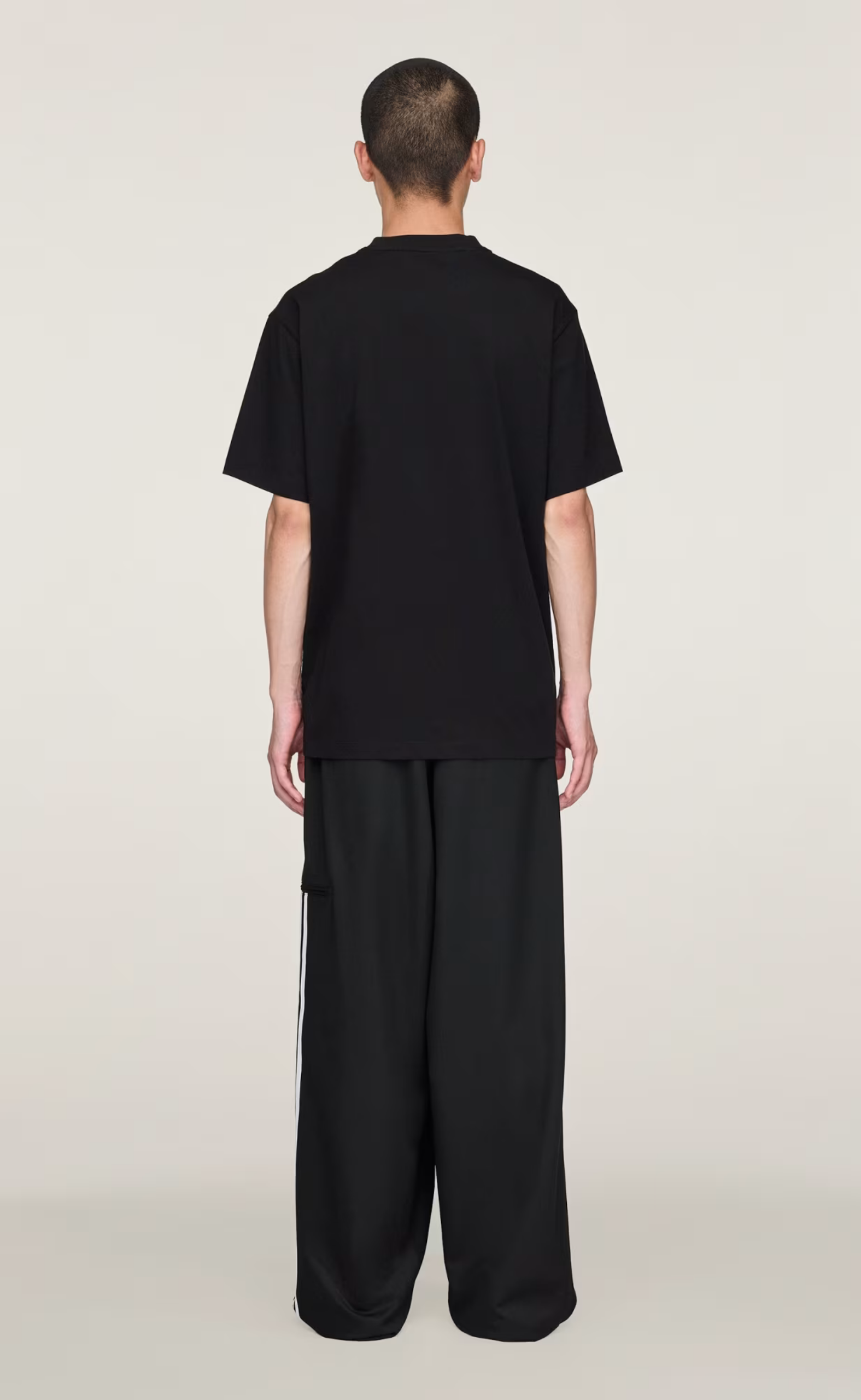 REFINED WOOL STRAIGHT LEG BLACK PANTS