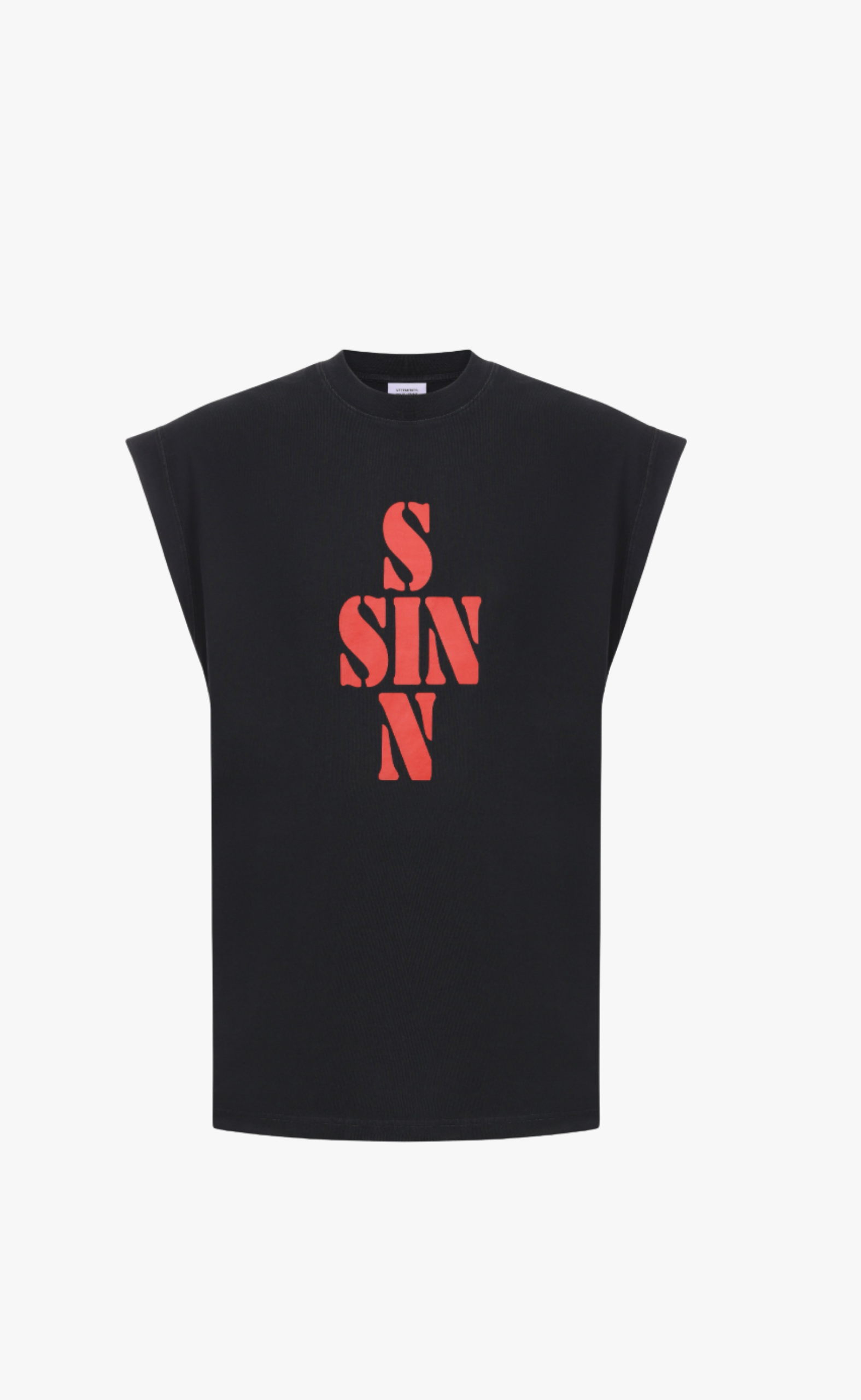 SIN BLACK SLEEVELESS T-SHIRT
