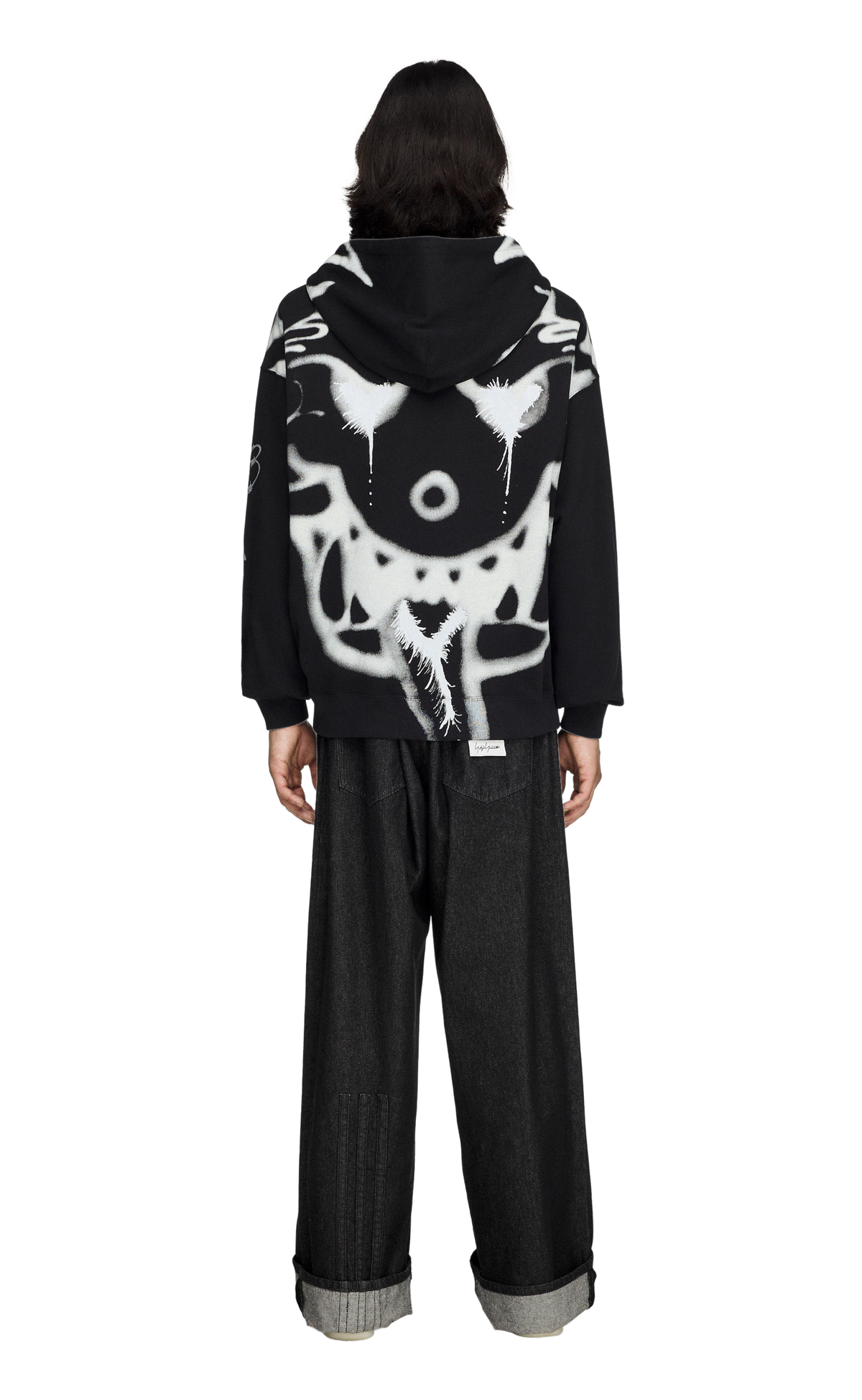 Y-3 CHITO GRAPHIC FRENCH TERRY ZIP BLACK HOODIE