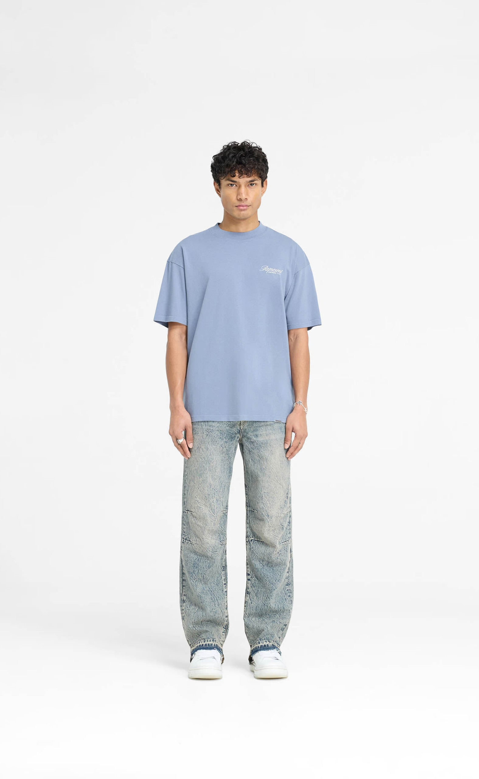 REPRESENT OWNERS CLUB SCRIPT DUSTY BLUE T-SHIRT