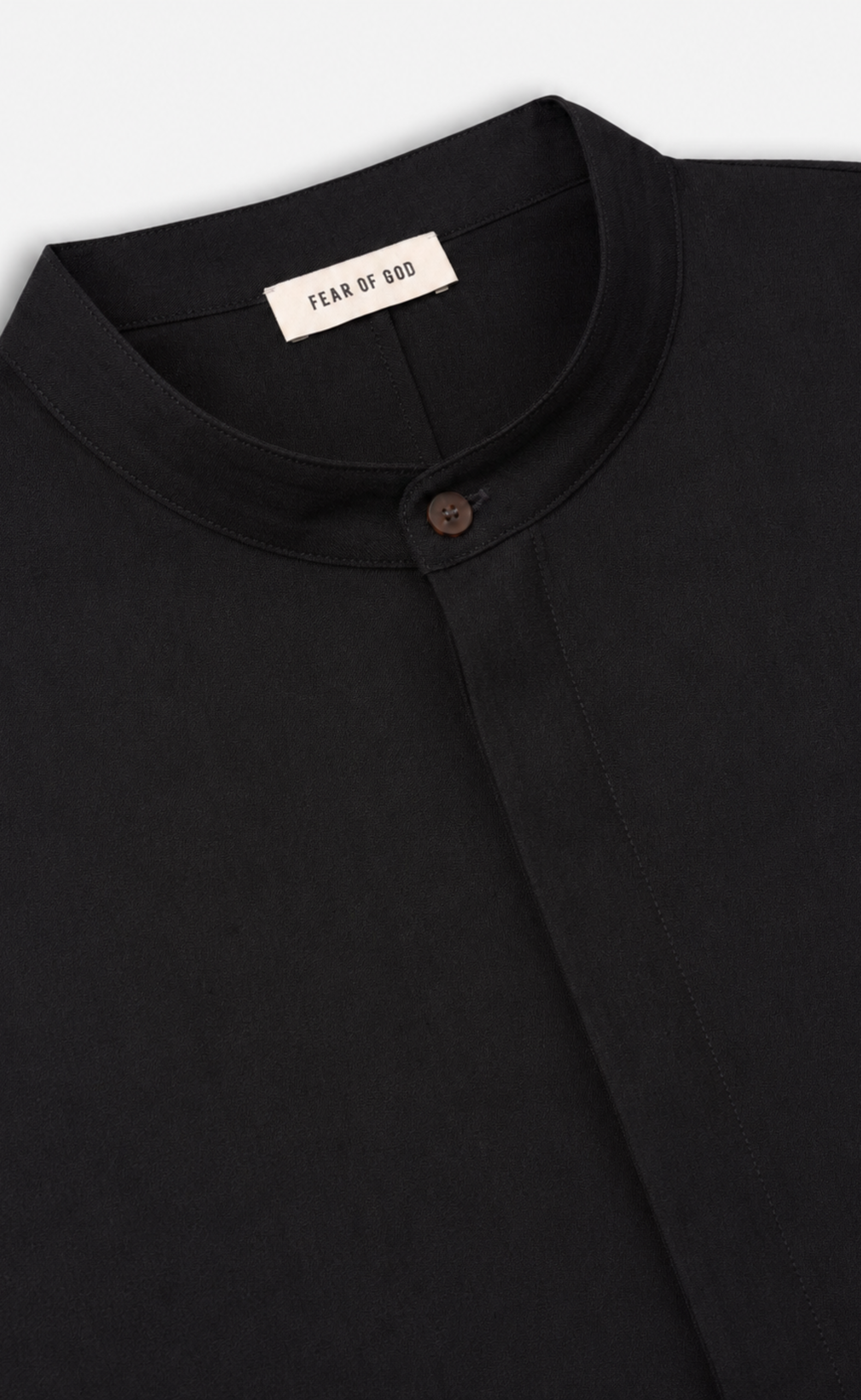 OXFORD MANDARIN RELAXED SHORT SLEEVE BLACK SHIRT