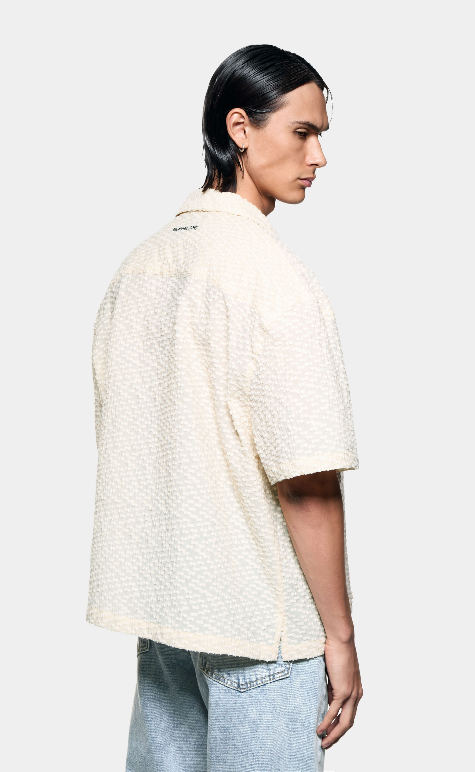RIBBON JACQUARD VACATION ECRU SHIRT