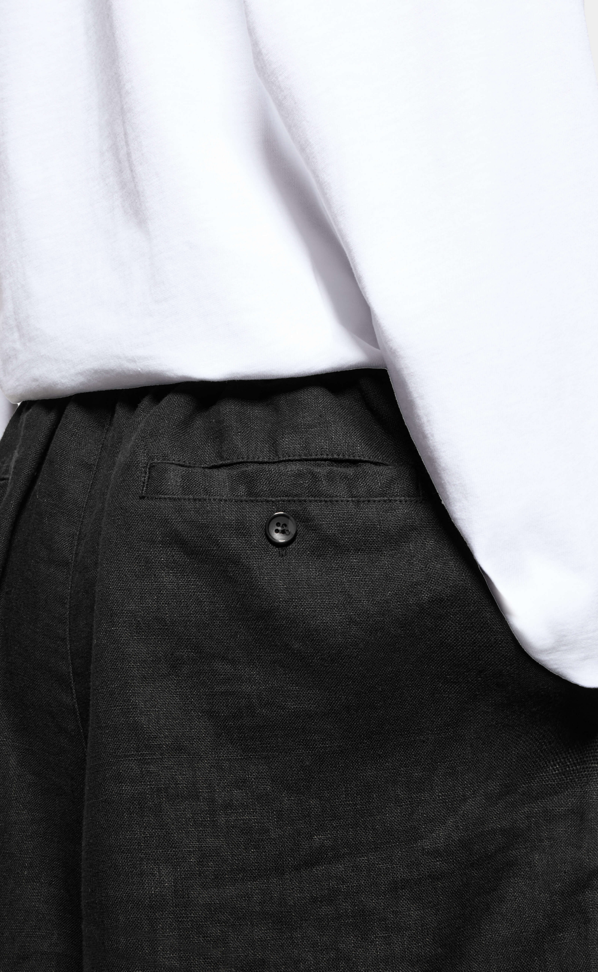 LINEN WIDE LEG BLACK SHORTS