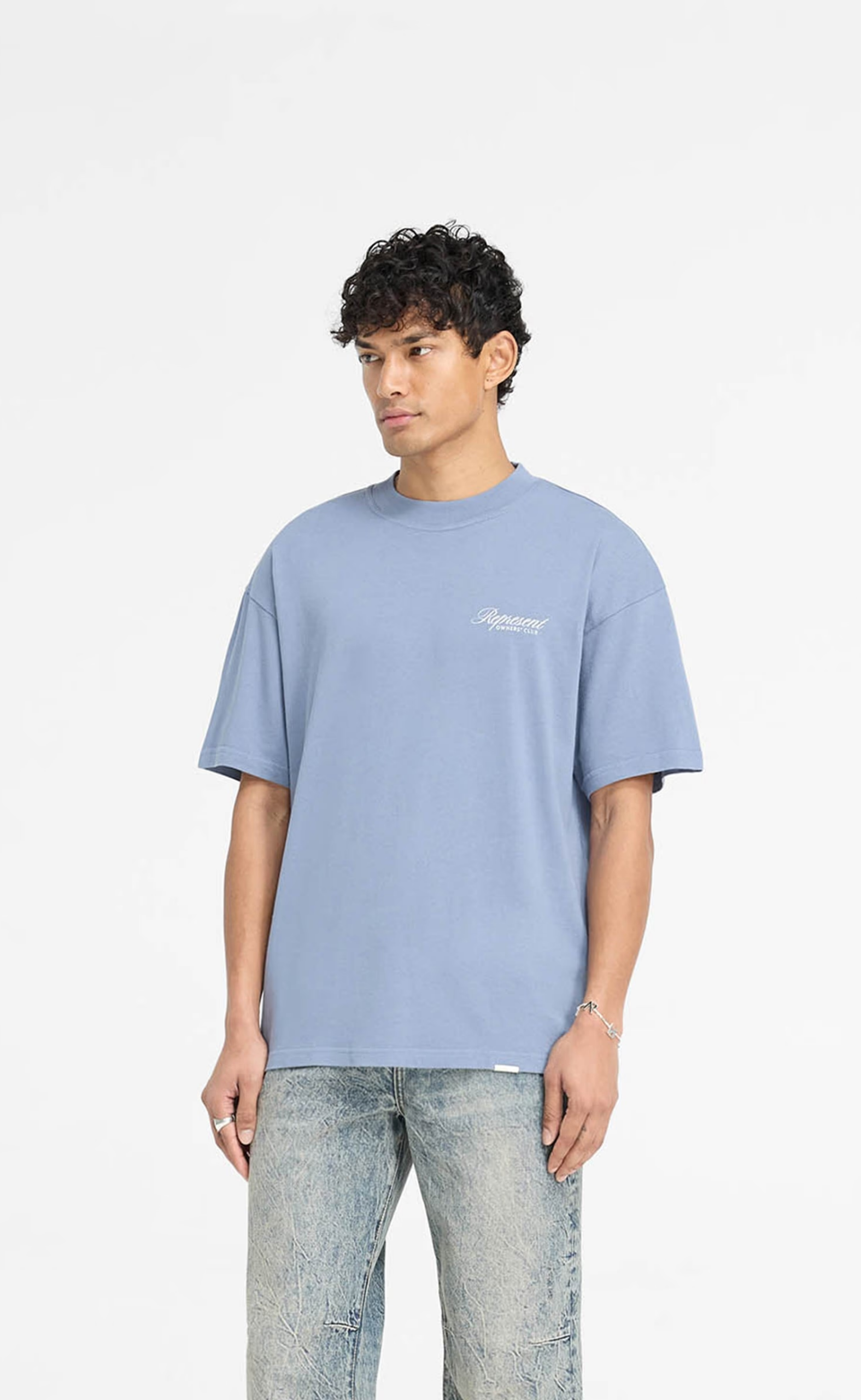 REPRESENT OWNERS CLUB SCRIPT DUSTY BLUE T-SHIRT
