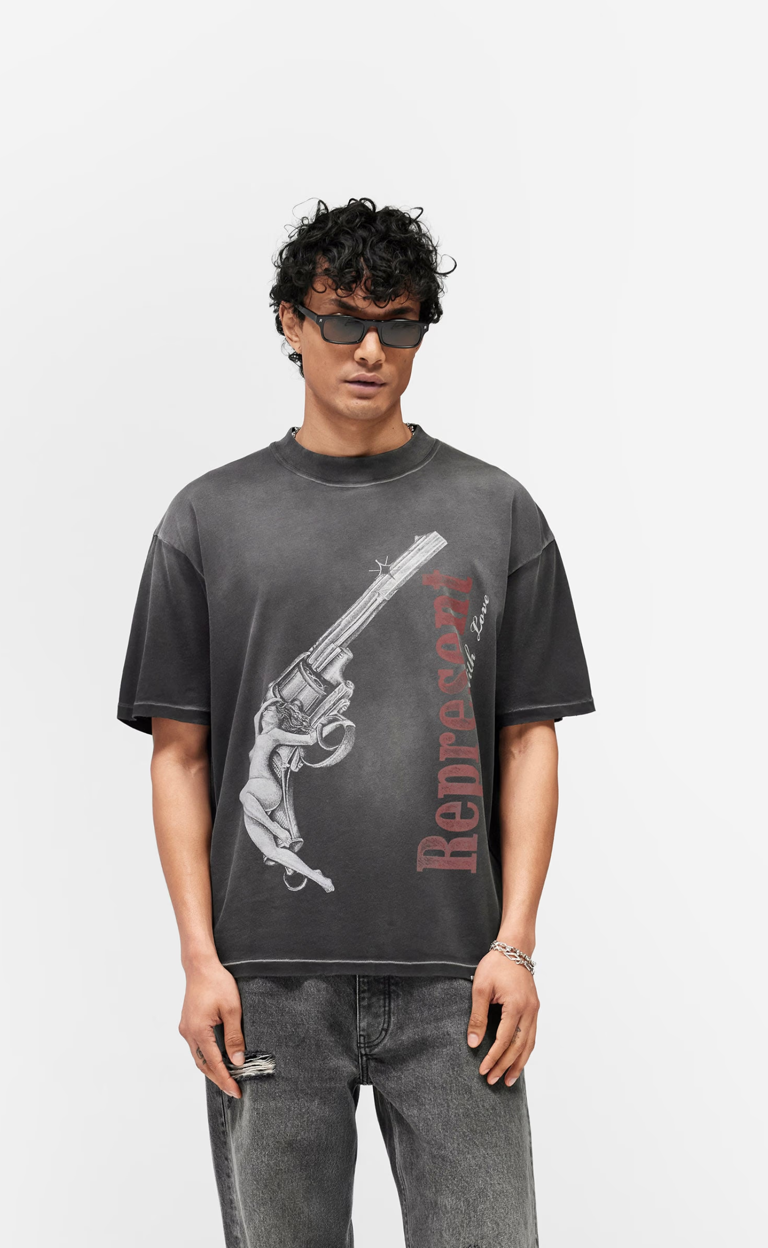 LOADED WITH LOVE STAINED BLACK T-SHIRT