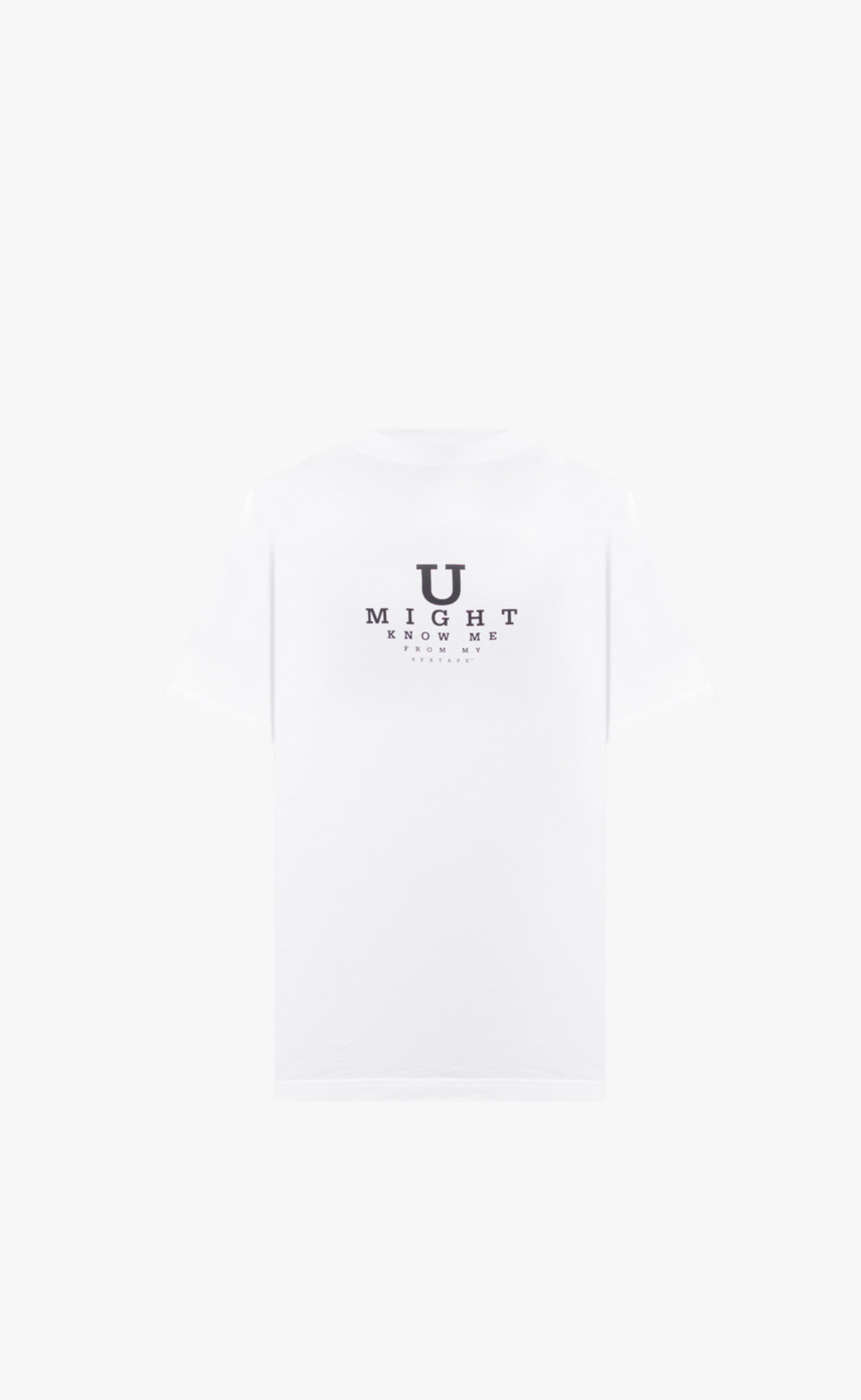 U MIGHT KNOW ME CROPPED BOXY WHITE T-SHIRT