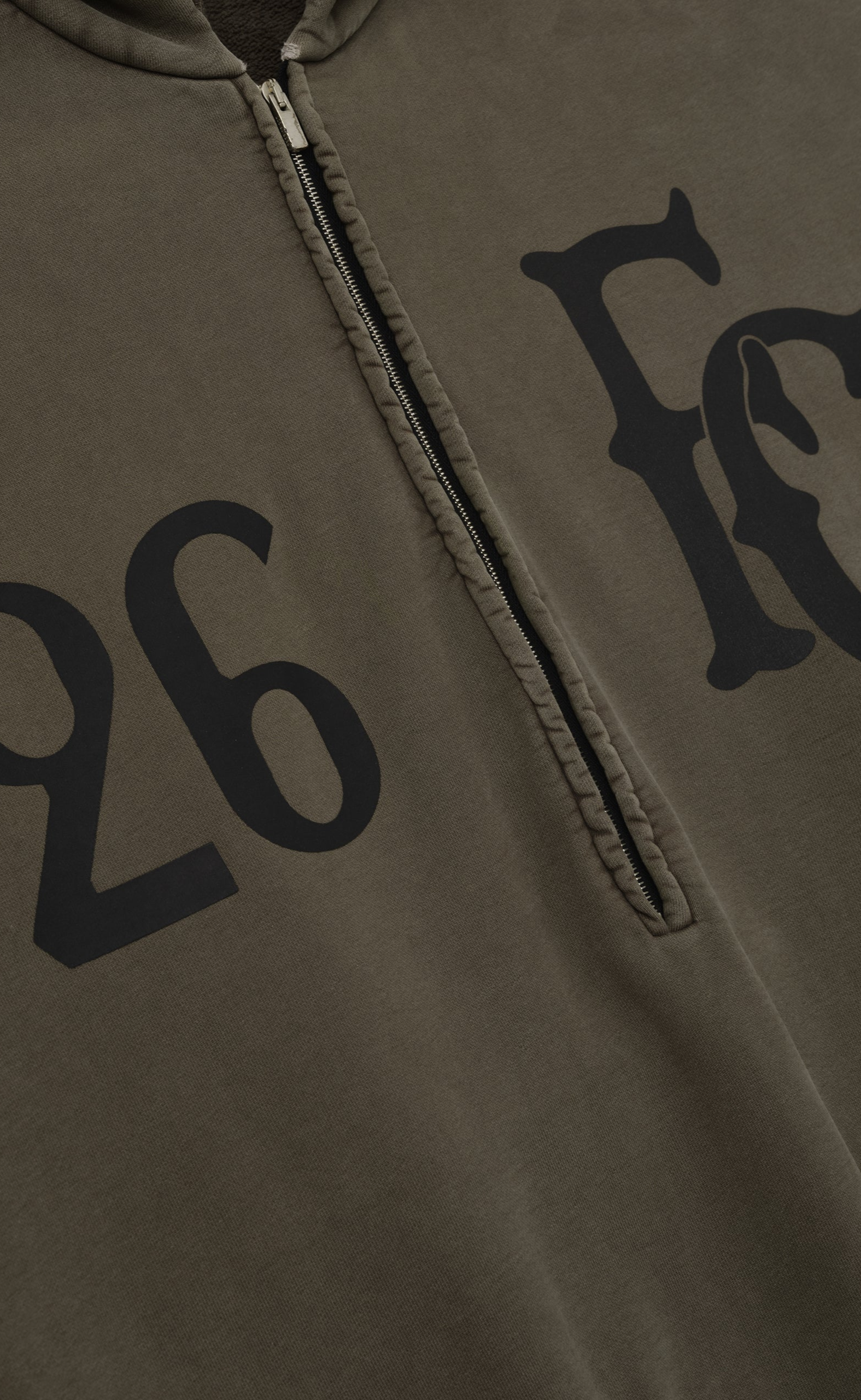BASEBALL CLUB HALF ZIP FADED BROWN HOODIE
