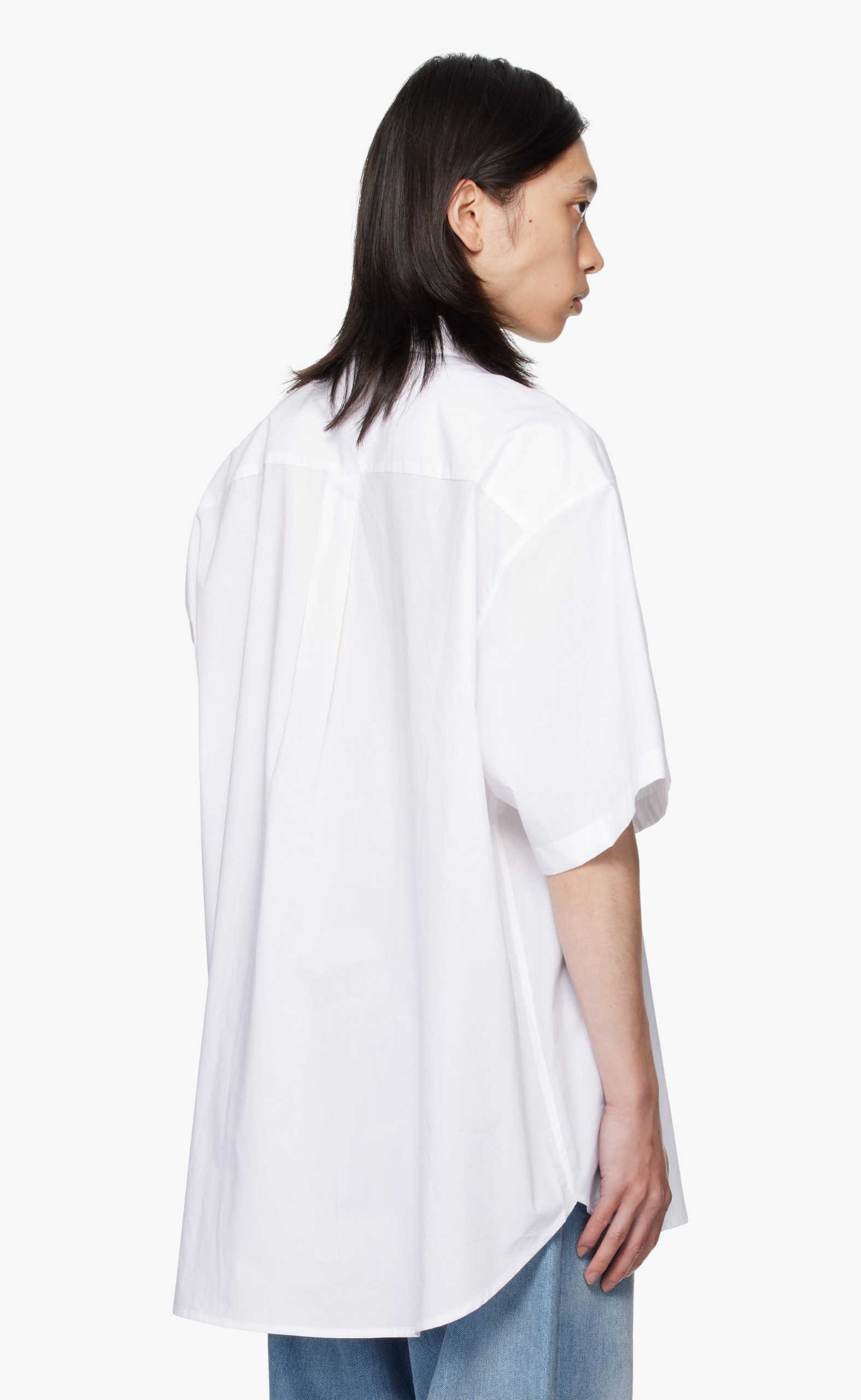 TIE SHORT-SLEEVE WHITE BLACK SHIRT