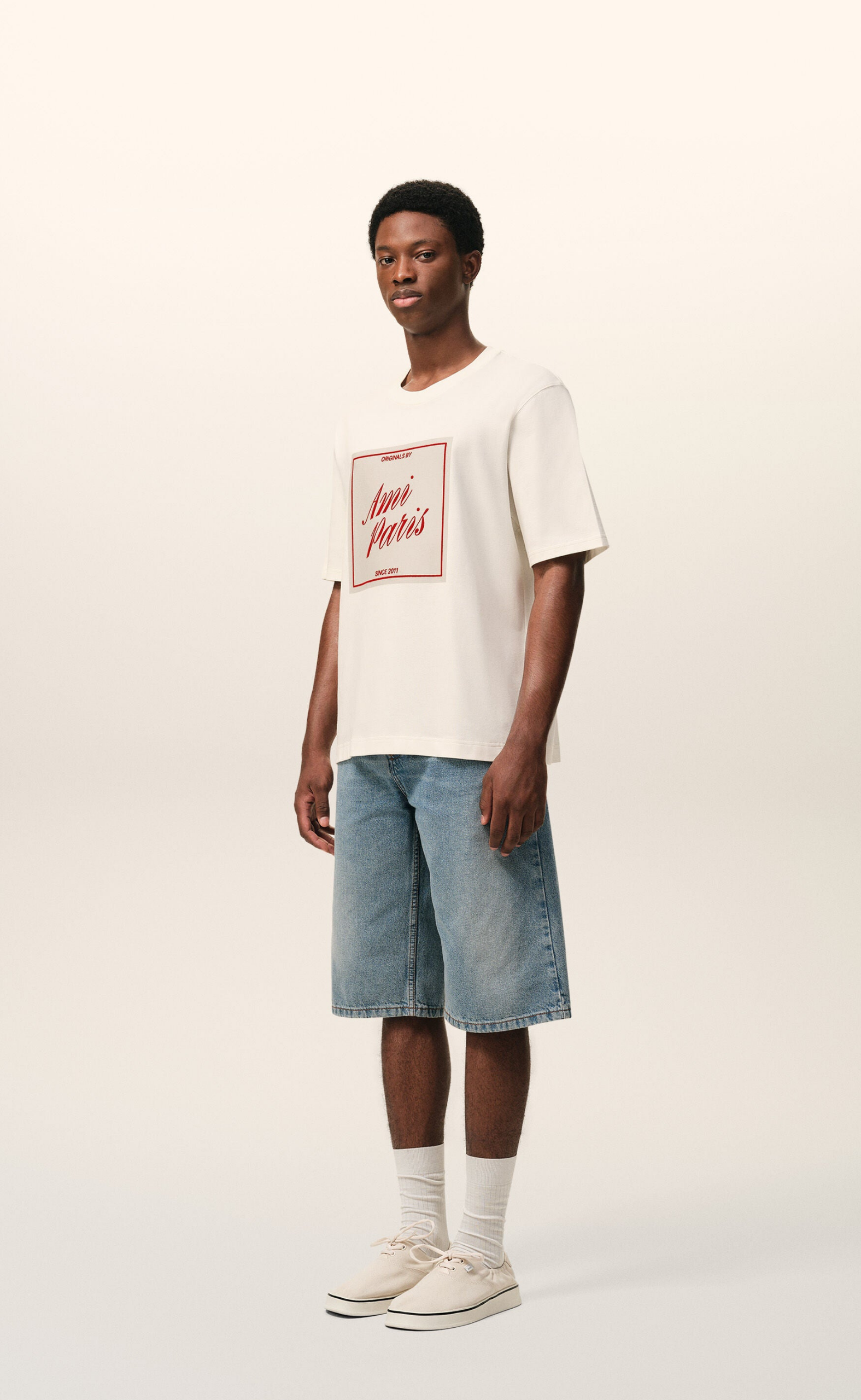 AMI PARIS HERITAGE PRINT WHITE T-SHIRT
