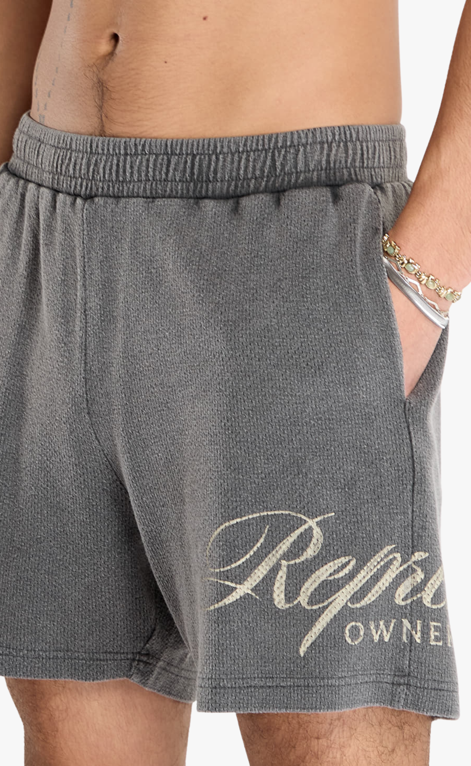OWNERS CLUB SCRIPT MESH VINTAGE GREY SHORTS
