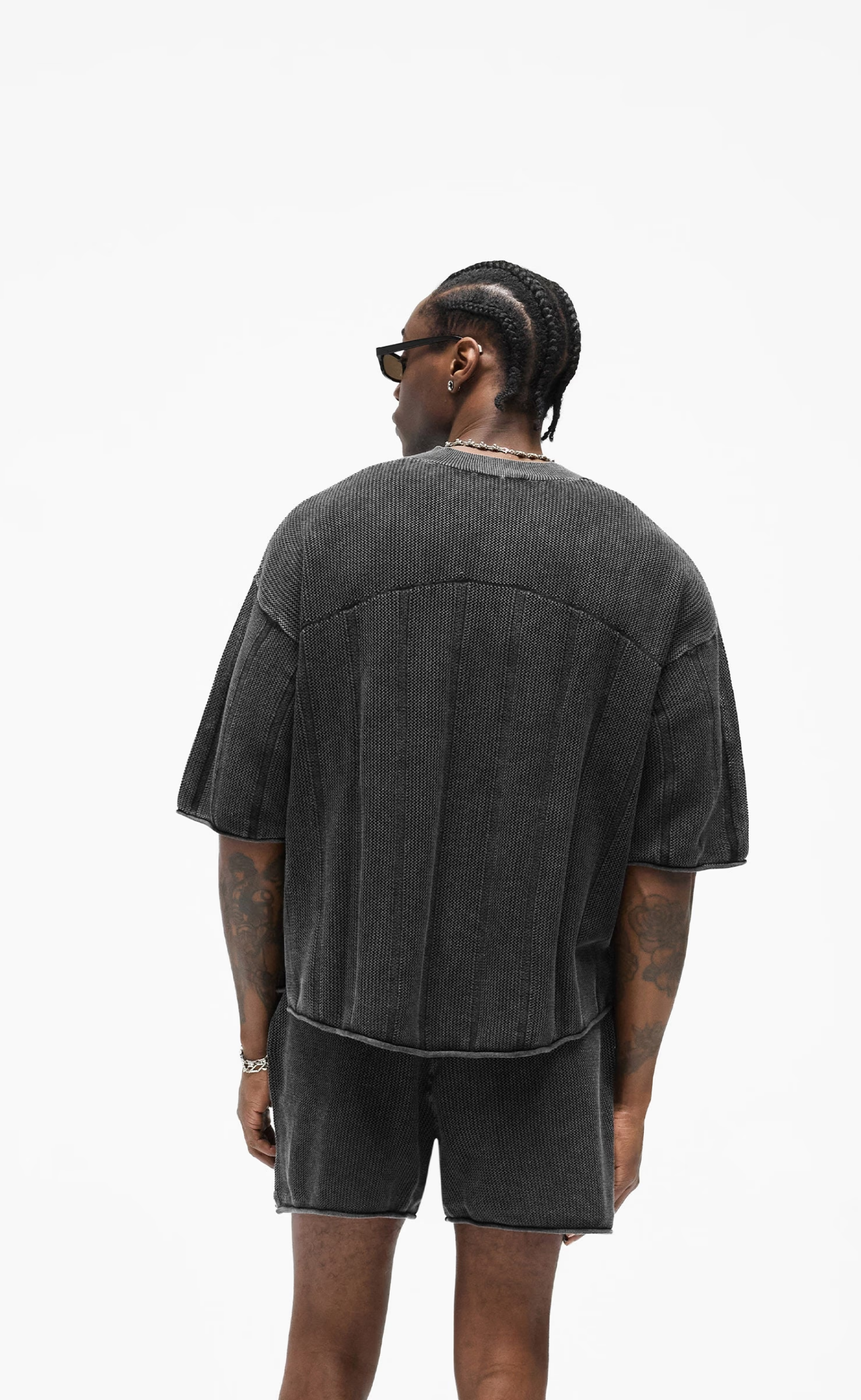 KNITTED VARSITY JERSEY VINTAGE GREY T-SHIRT