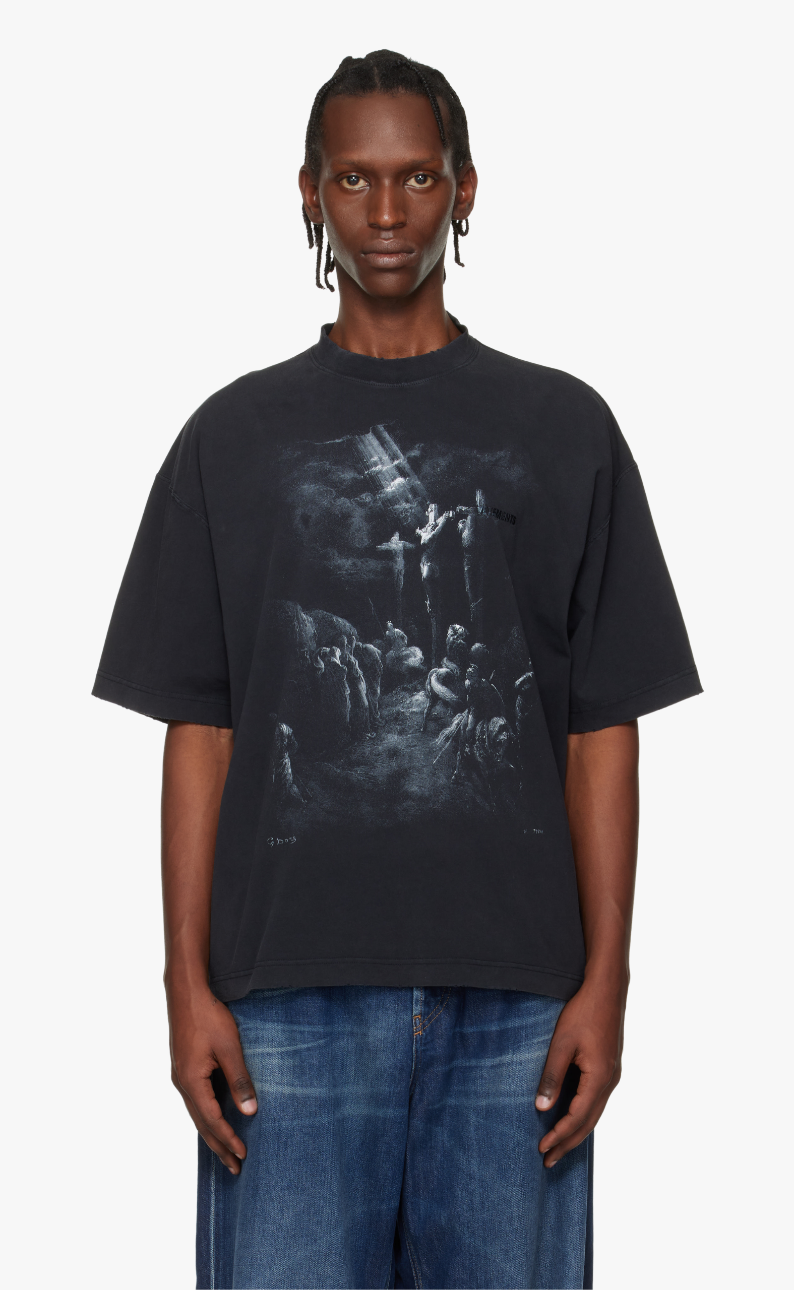 JESUS DISTRESSED BLACK T-SHIRT