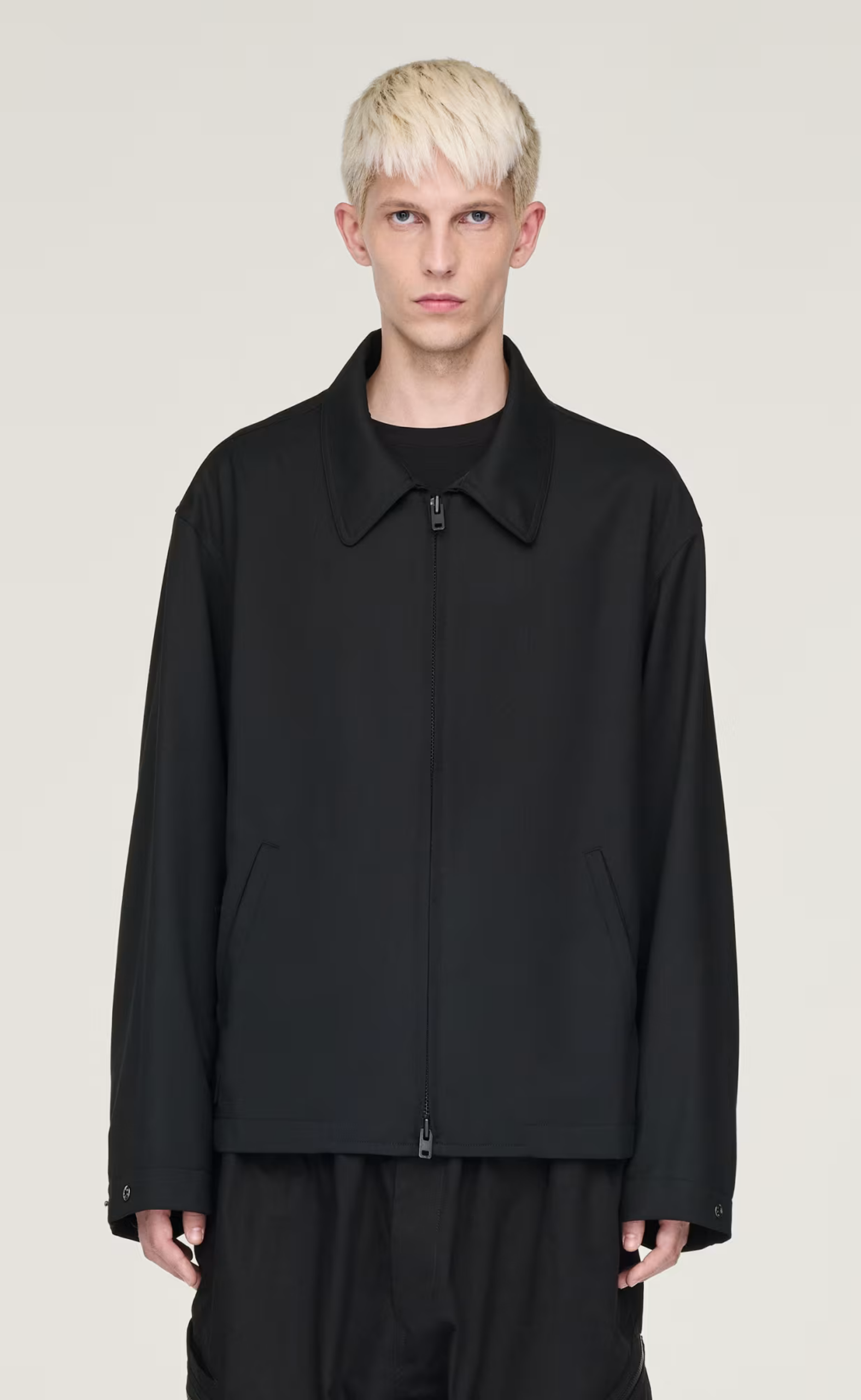 REFINED WOOL BLOUSON BLACK JACKET