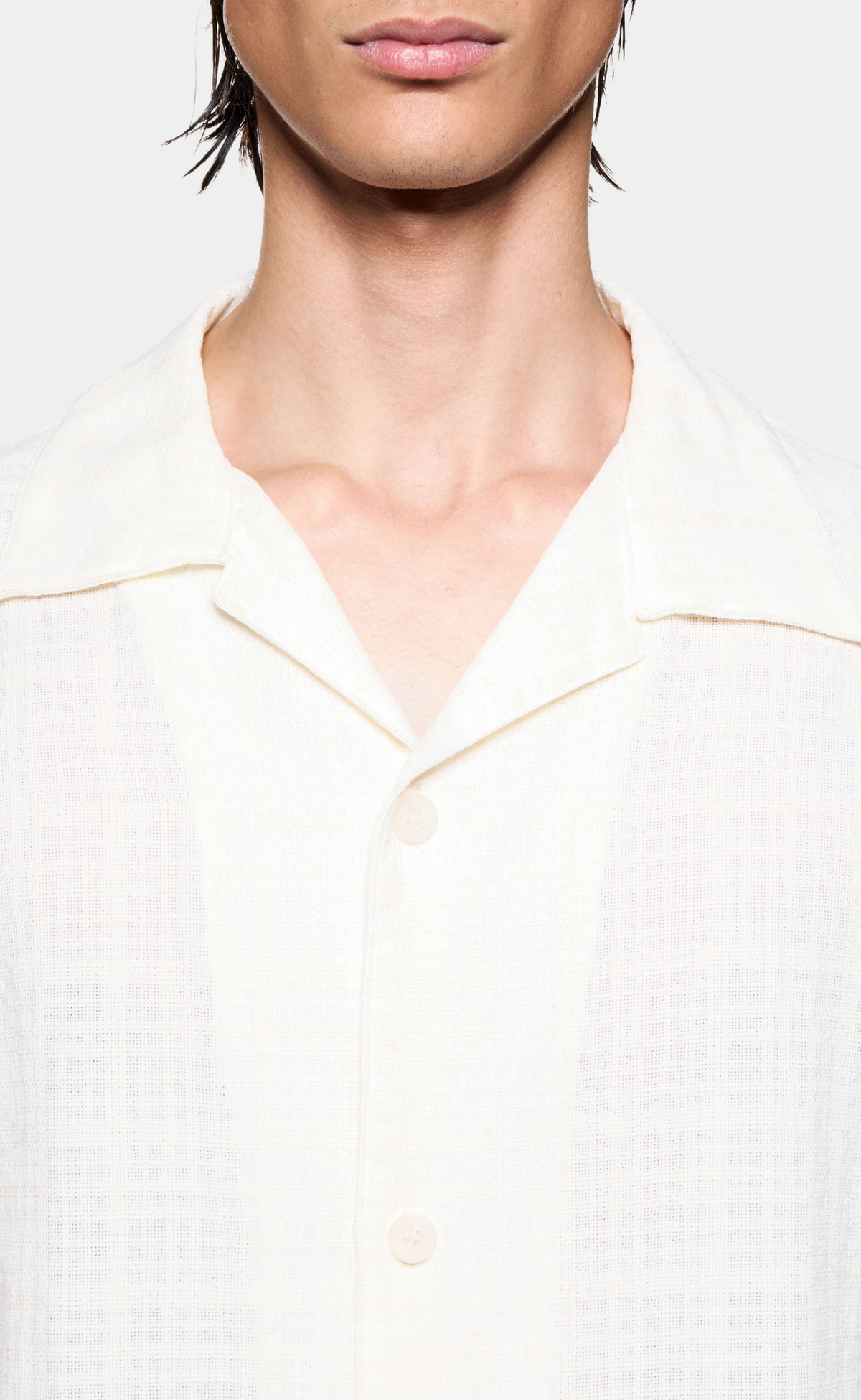 LOOSE WEAVE CHECK VACATION BONE SHIRT