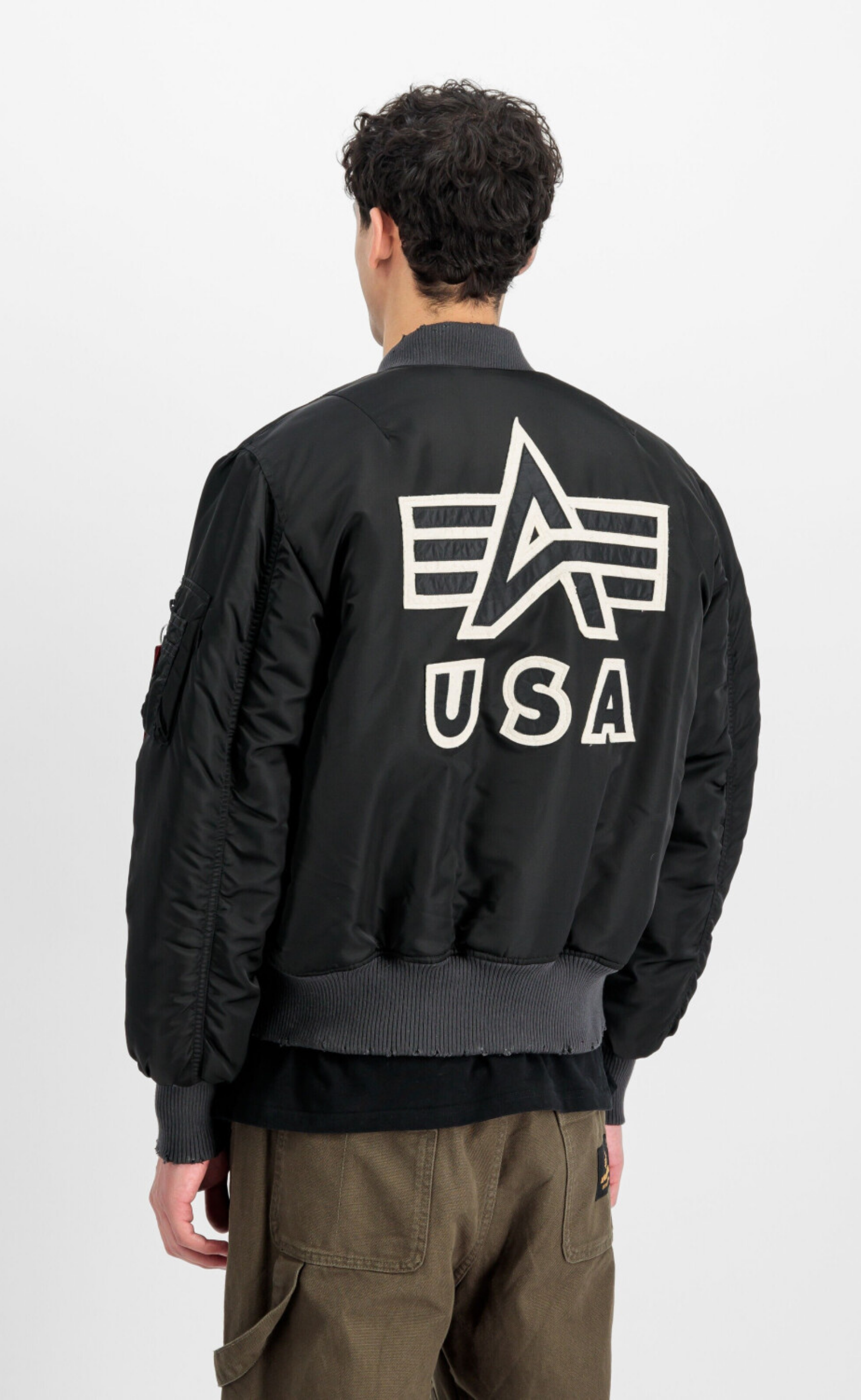 MA-1 DISTRESSED BLACK JACKET