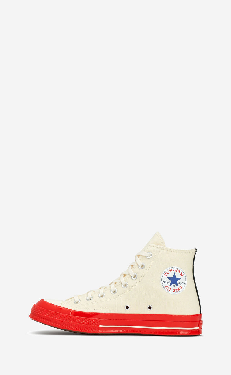 OFF WHITE PLAY COMME DES GARÃ‡ONS X CONVERSE RED SOLE CHUCK 70 HIGH TOP