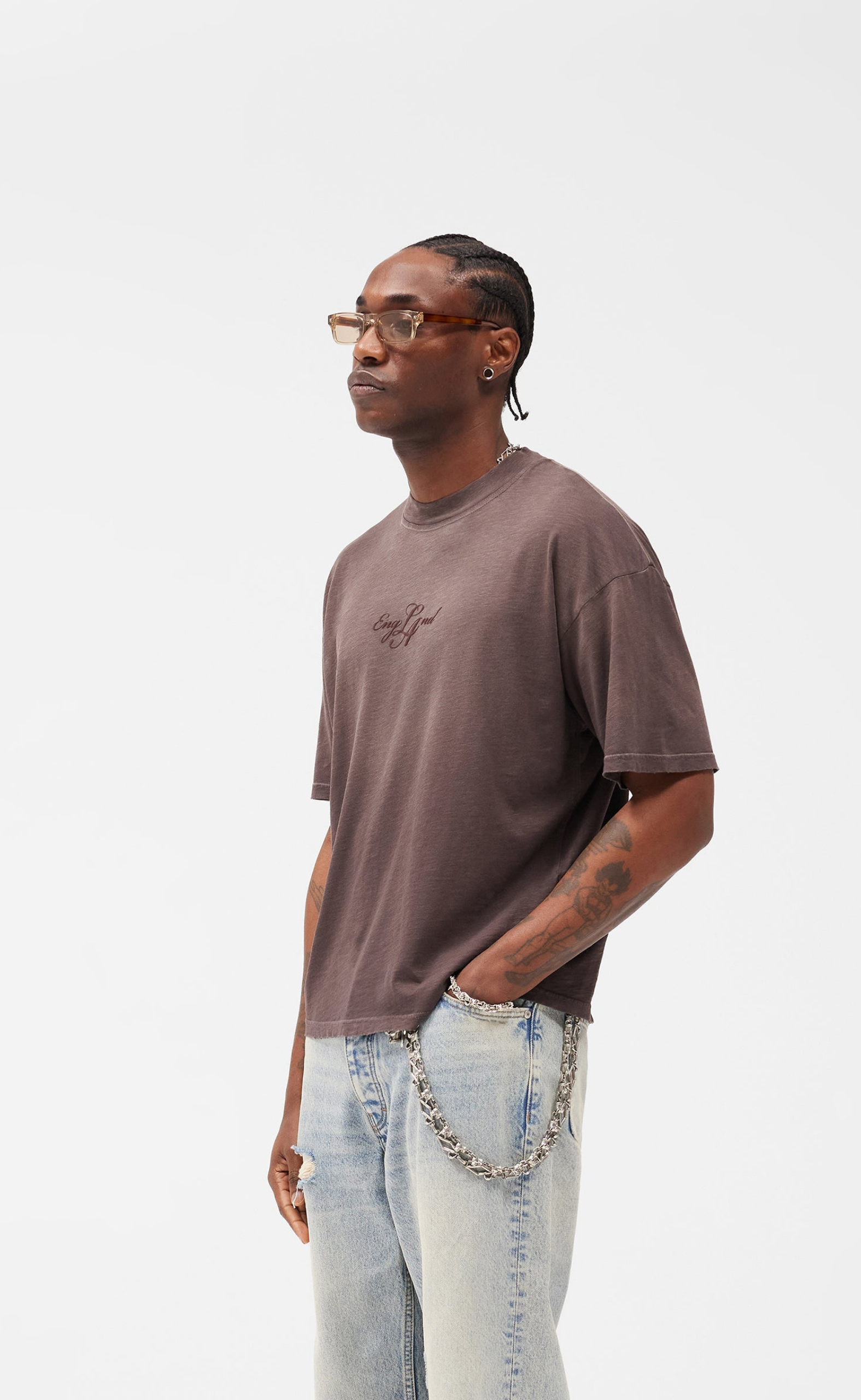 ENGLAND WASHED BROWN T-SHIRT
